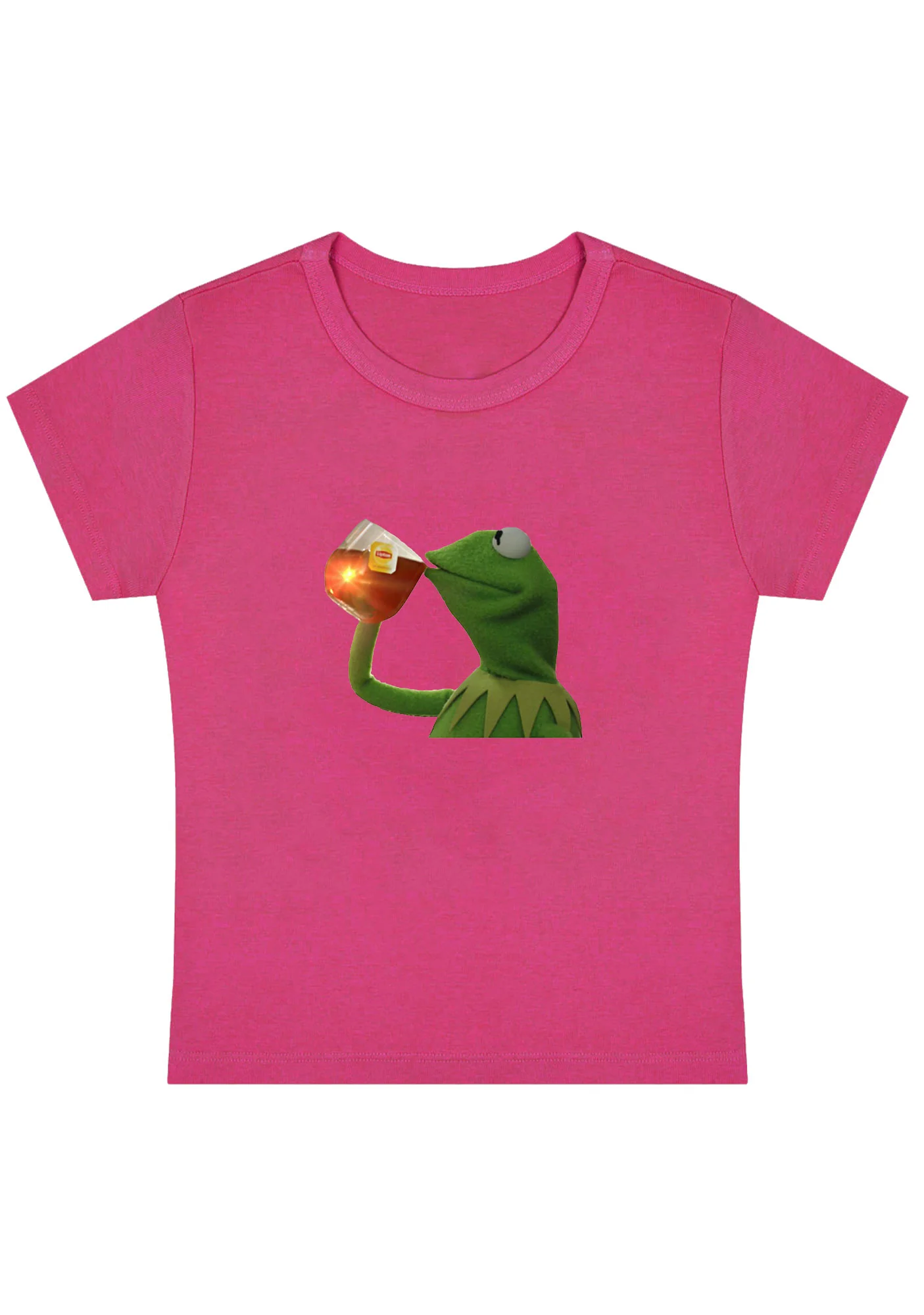Curvy Frog Is Drinking Baby Tee - Image 5