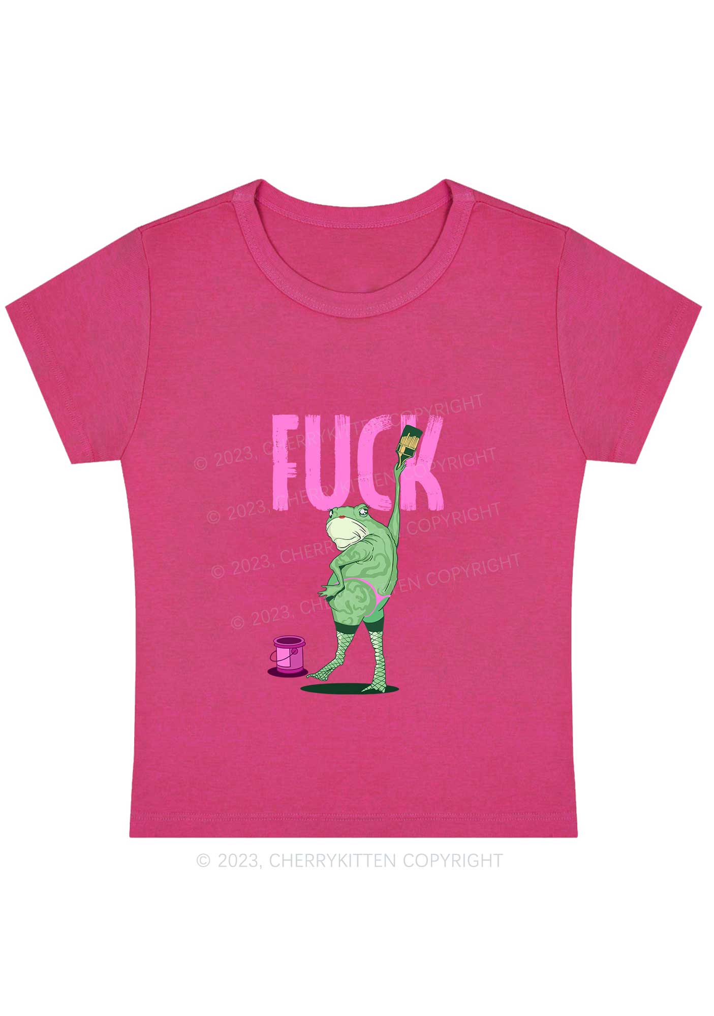 Curvy Frog Painting Fxck Y2K Baby Tee Cherrykitten - Image 2
