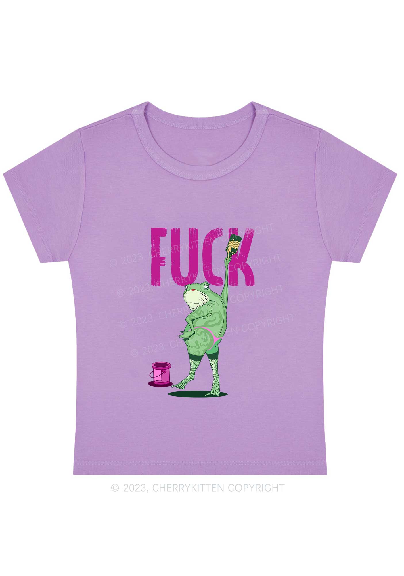 Curvy Frog Painting Fxck Y2K Baby Tee Cherrykitten - Image 4