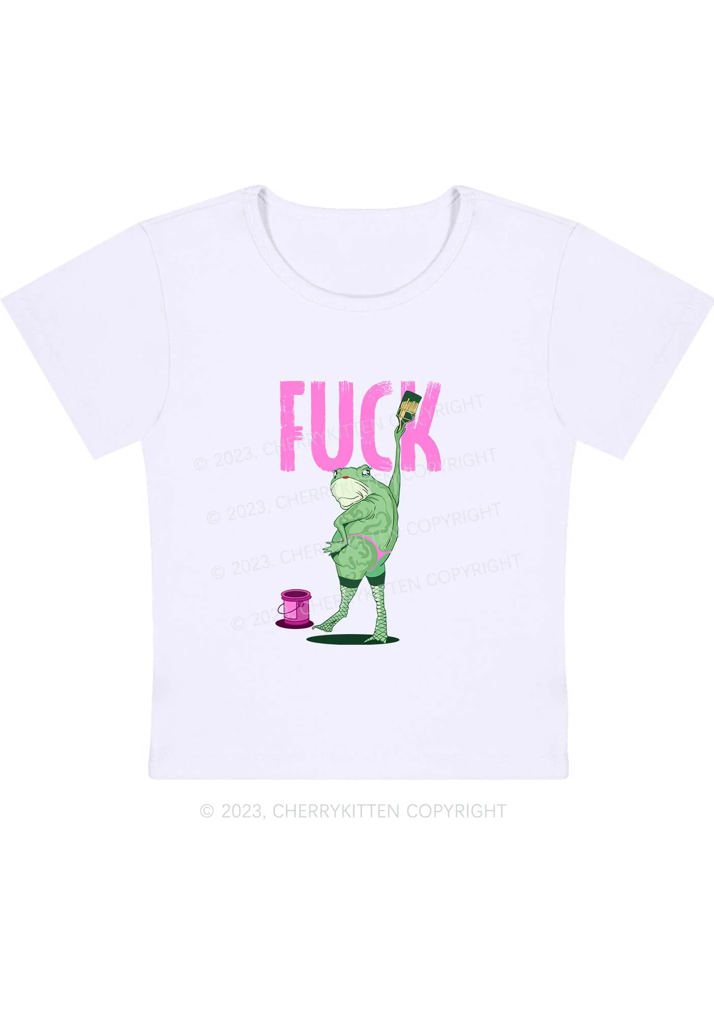 Curvy Frog Painting Fxck Y2K Baby Tee Cherrykitten - Image 5