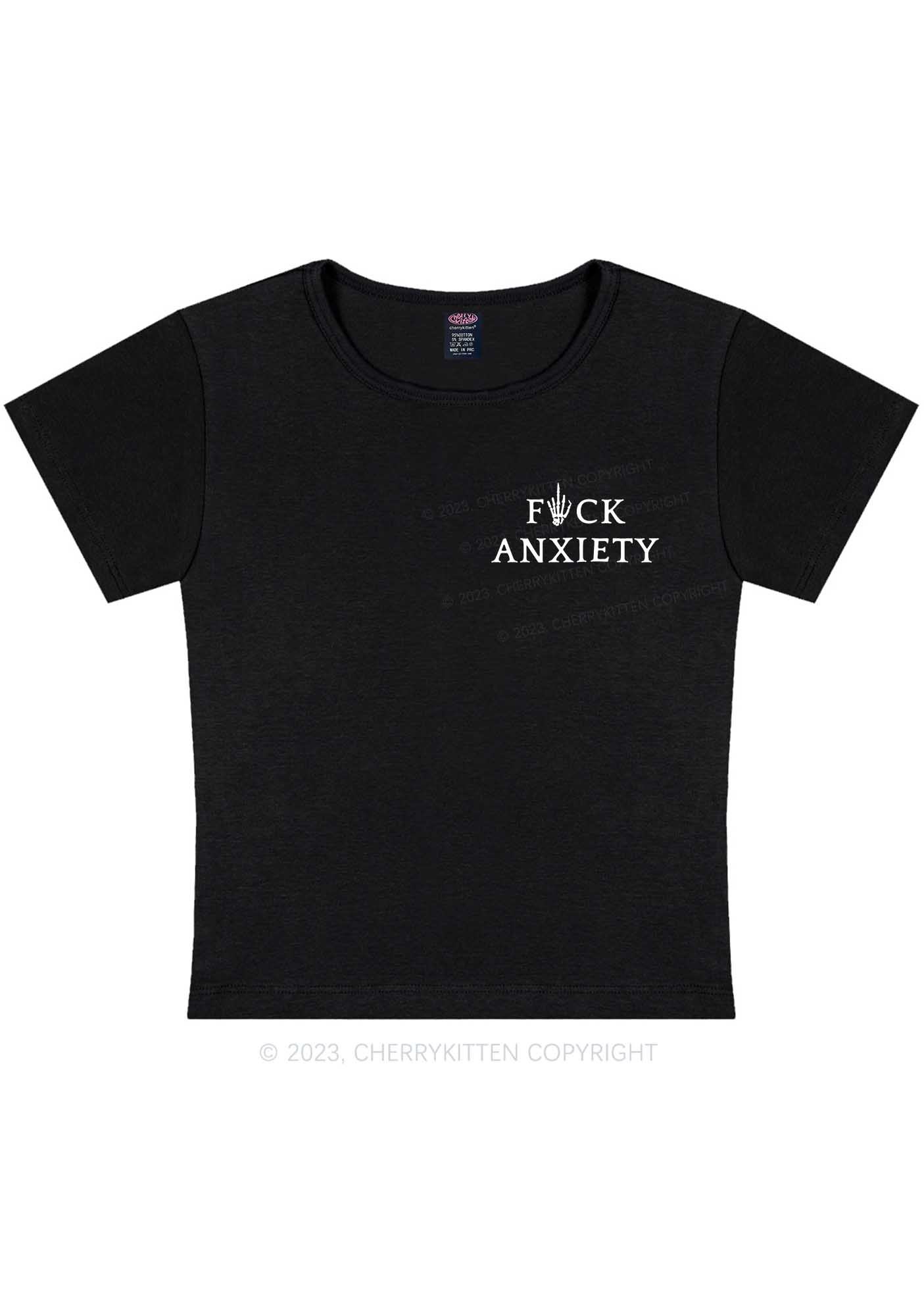 Curvy Fxxk Anxiety Skeleton Hand Y2K Baby Tee Cherrykitten - Image 4