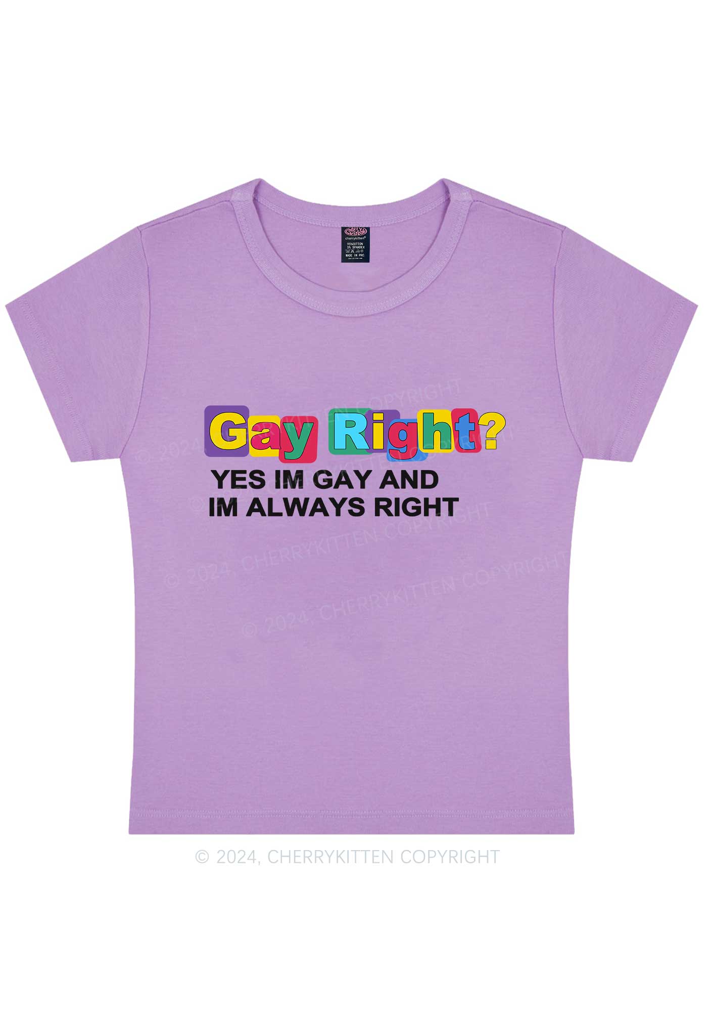 Curvy Gay Always Right Y2K Baby Tee Cherrykitten - Image 4