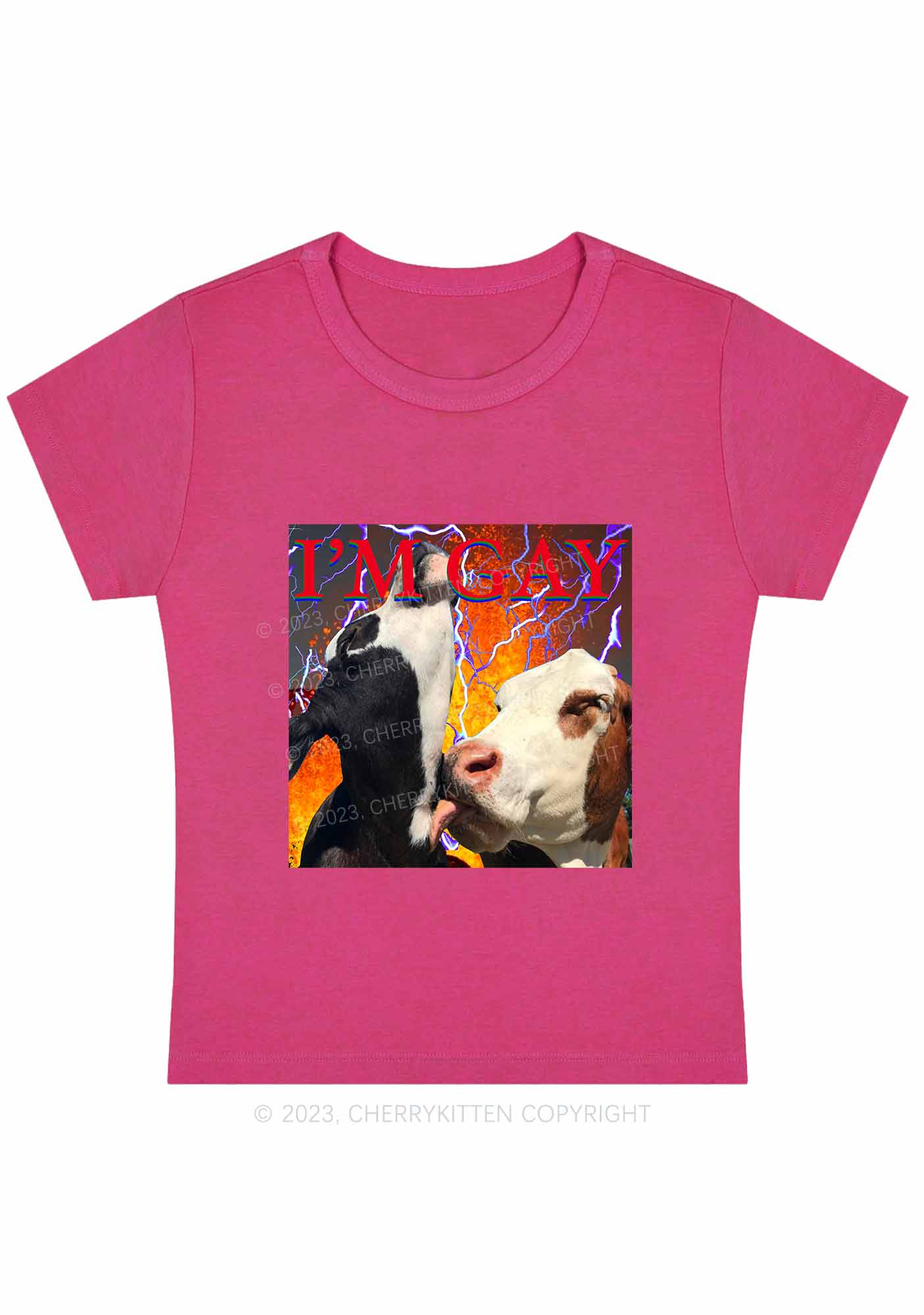 Curvy Gay Cow Play Y2K Baby Tee Cherrykitten - Image 5