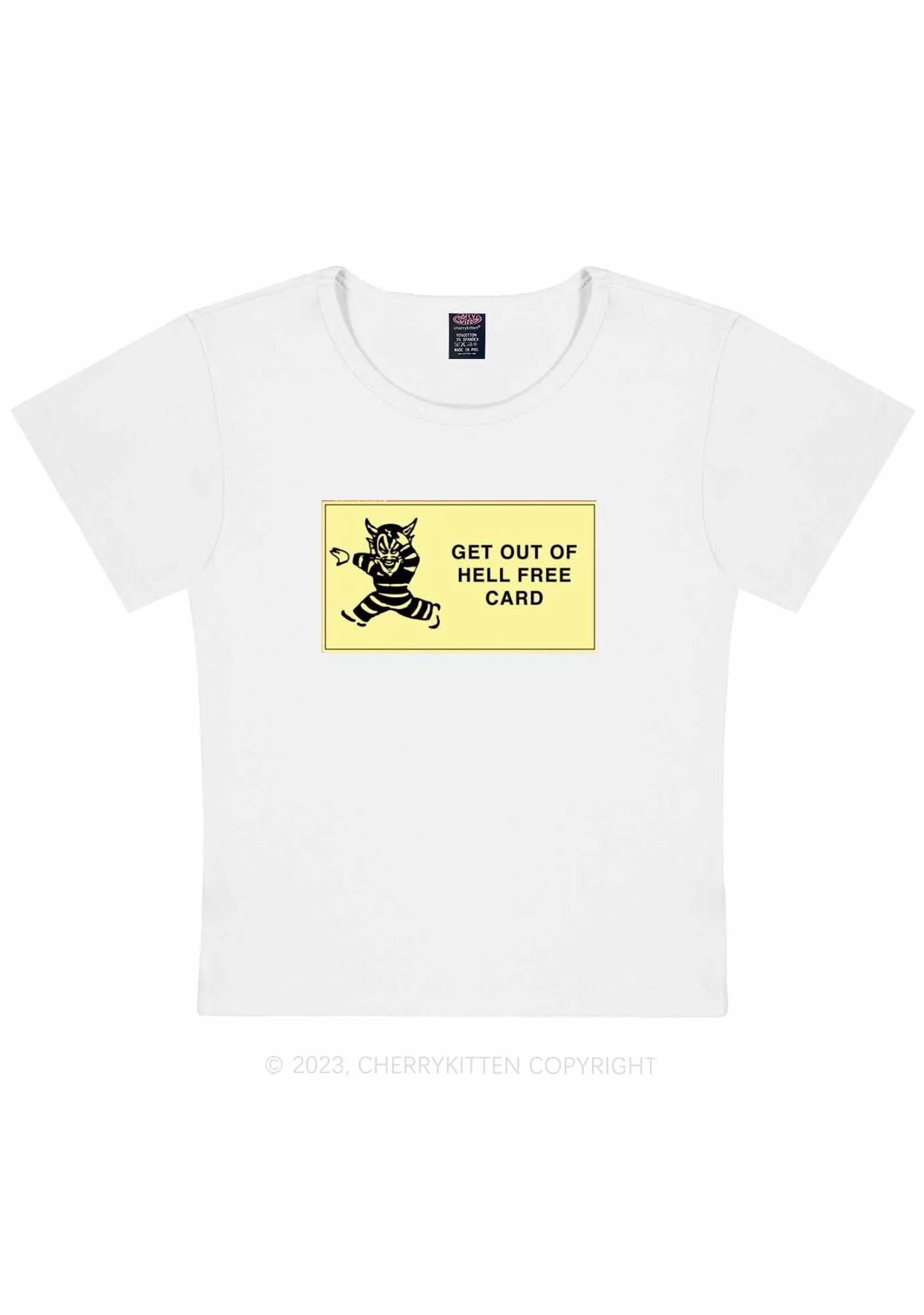 Curvy Get Out Of Hell Y2K Baby Tee Cherrykitten - Image 3