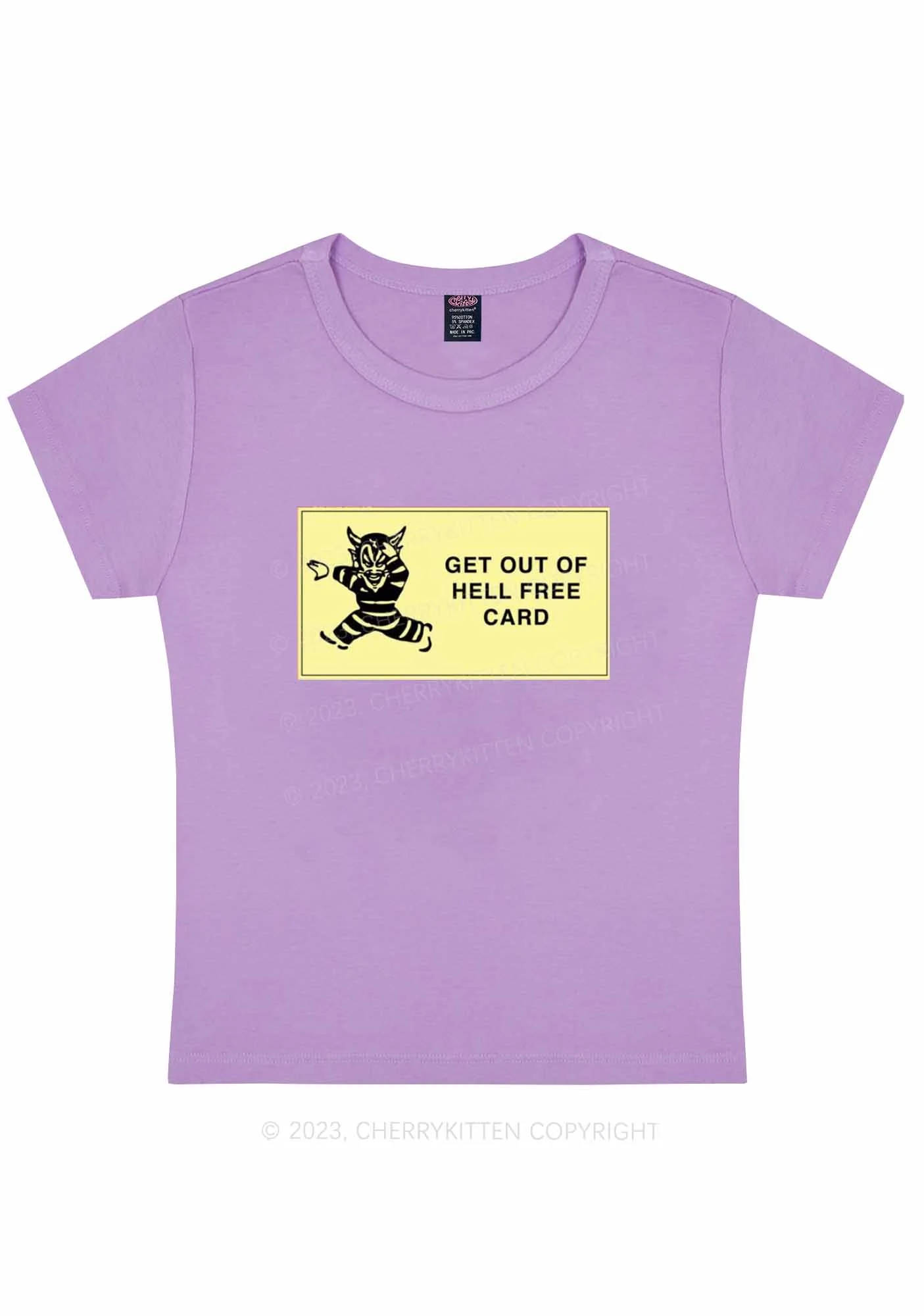 Curvy Get Out Of Hell Y2K Baby Tee Cherrykitten - Image 4