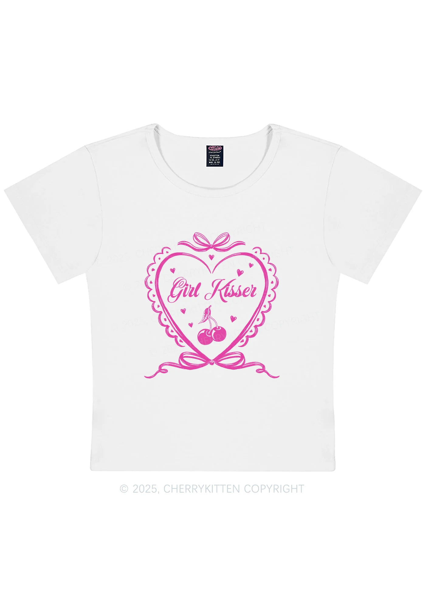 Curvy Girl Kisser Y2K Baby Tee Cherrykitten - Image 2