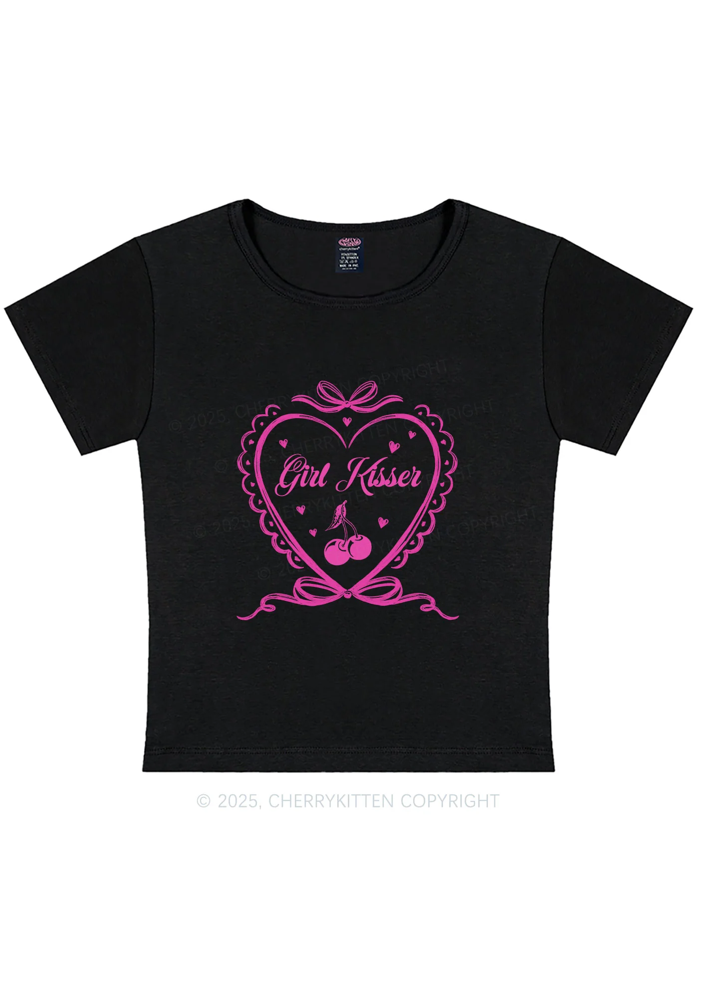 Curvy Girl Kisser Y2K Baby Tee Cherrykitten - Image 3
