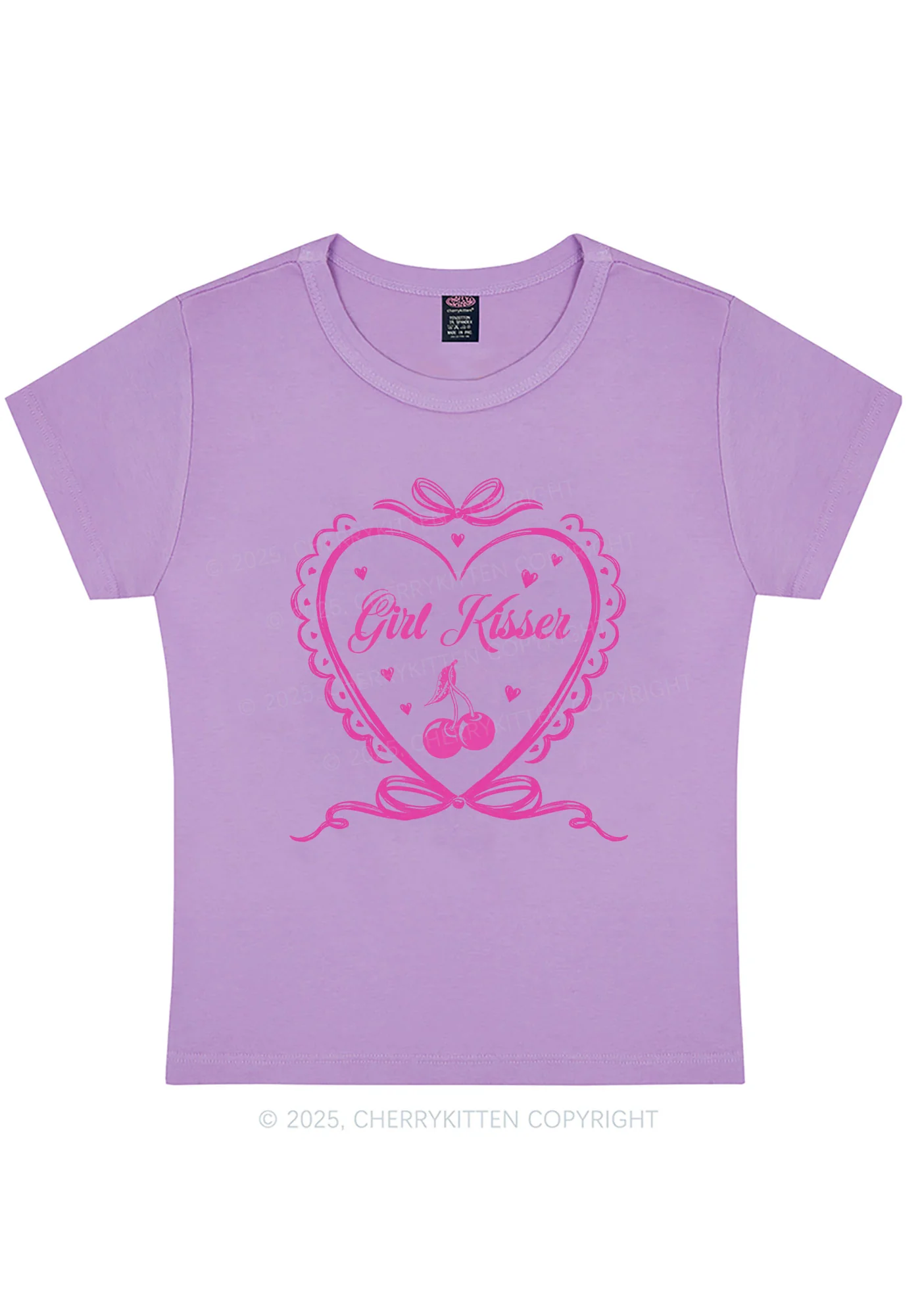 Curvy Girl Kisser Y2K Baby Tee Cherrykitten - Image 4