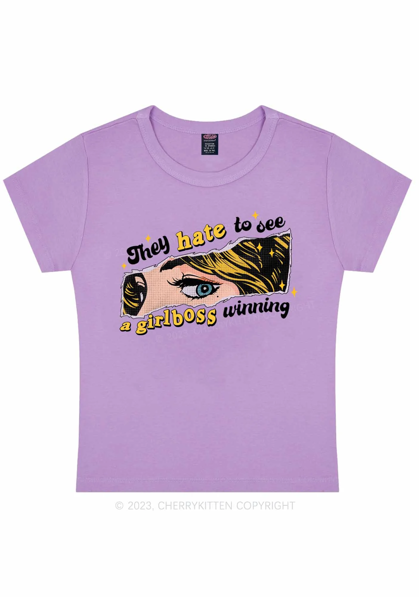 Curvy Girlboss Winning Y2K Baby Tee Cherrykitten - Image 2