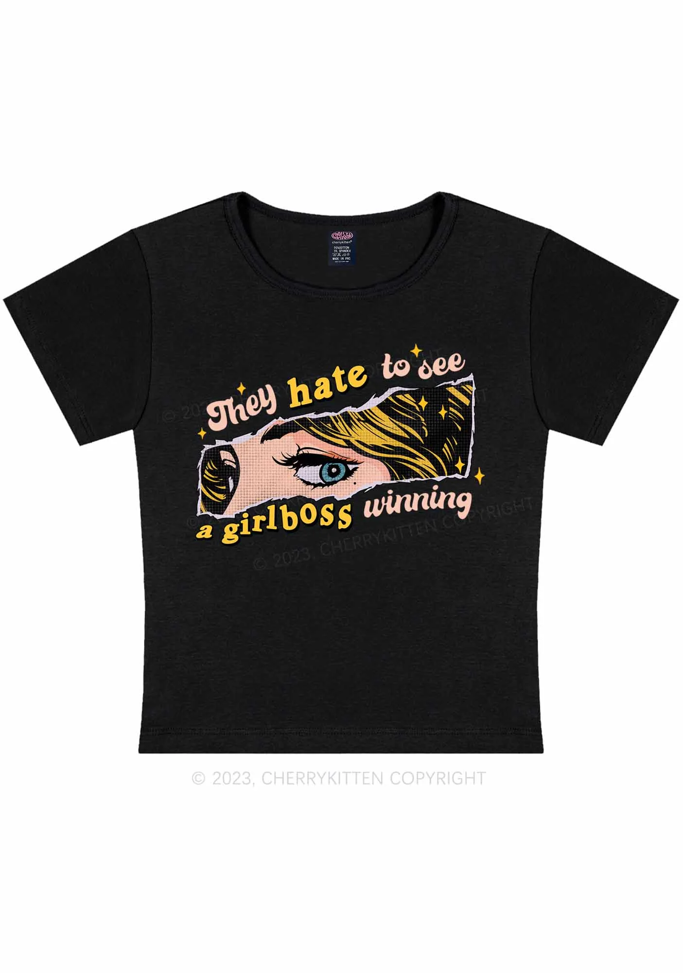 Curvy Girlboss Winning Y2K Baby Tee Cherrykitten - Image 3