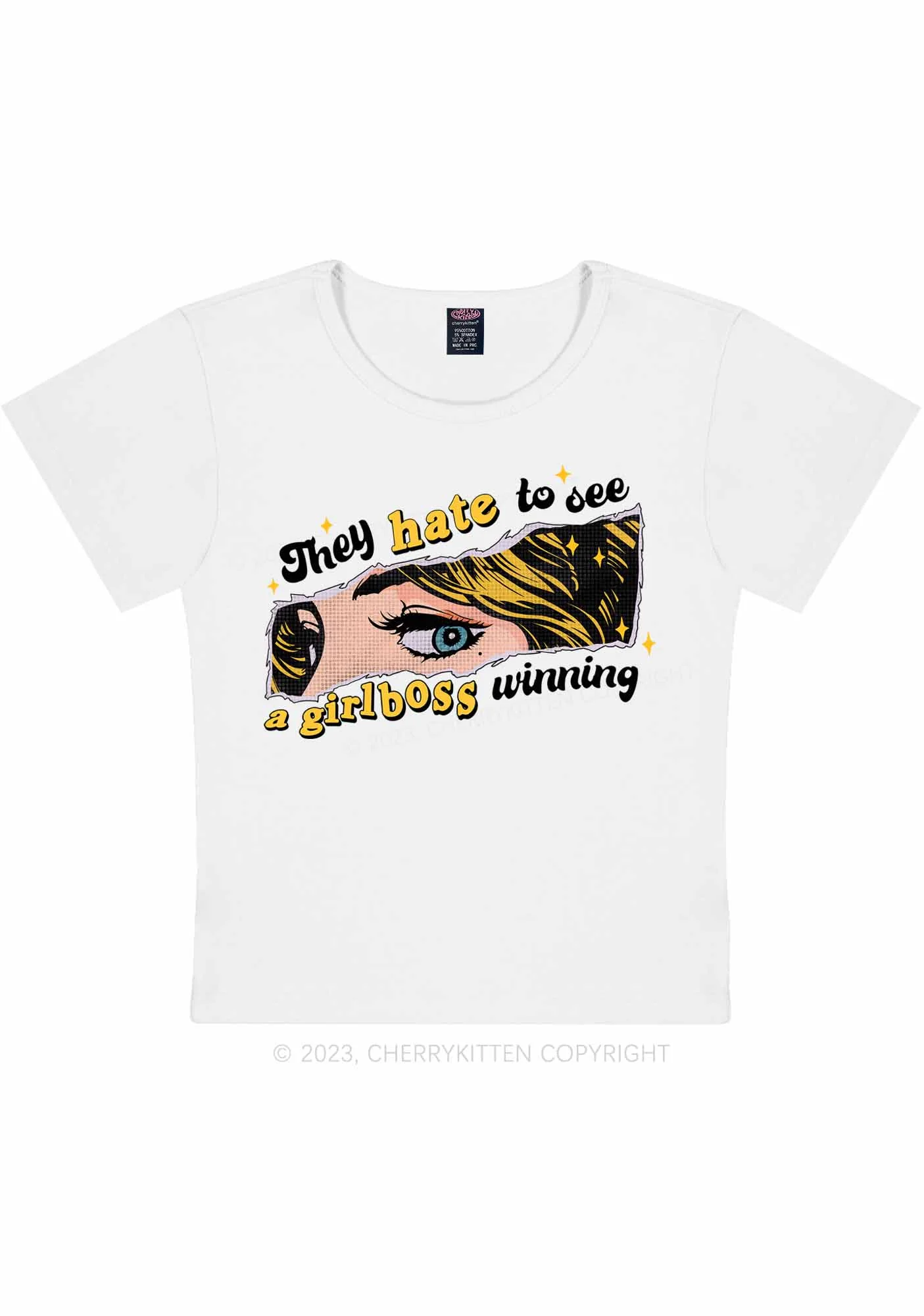 Curvy Girlboss Winning Y2K Baby Tee Cherrykitten - Image 4