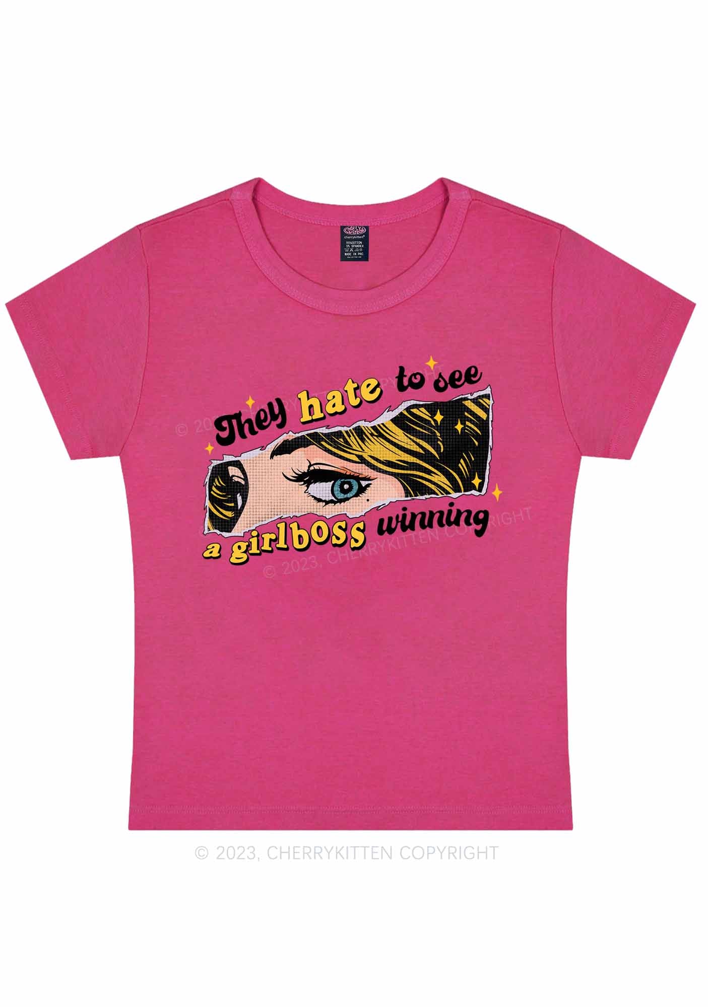 Curvy Girlboss Winning Y2K Baby Tee Cherrykitten - Image 5