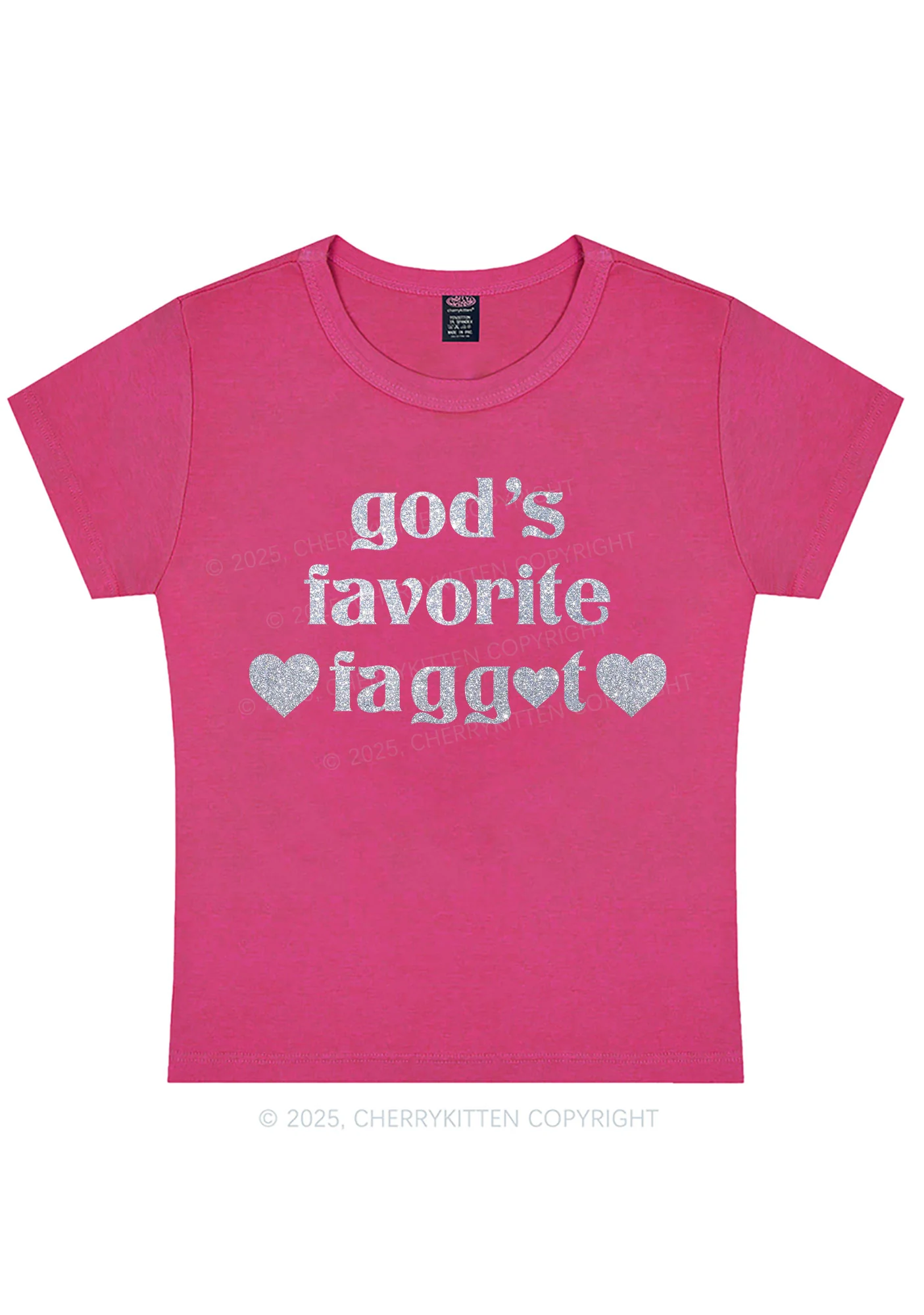 Curvy Glitter Gods Favorite Faggot Pride Y2K Baby Tee Cherrykitten - Image 5