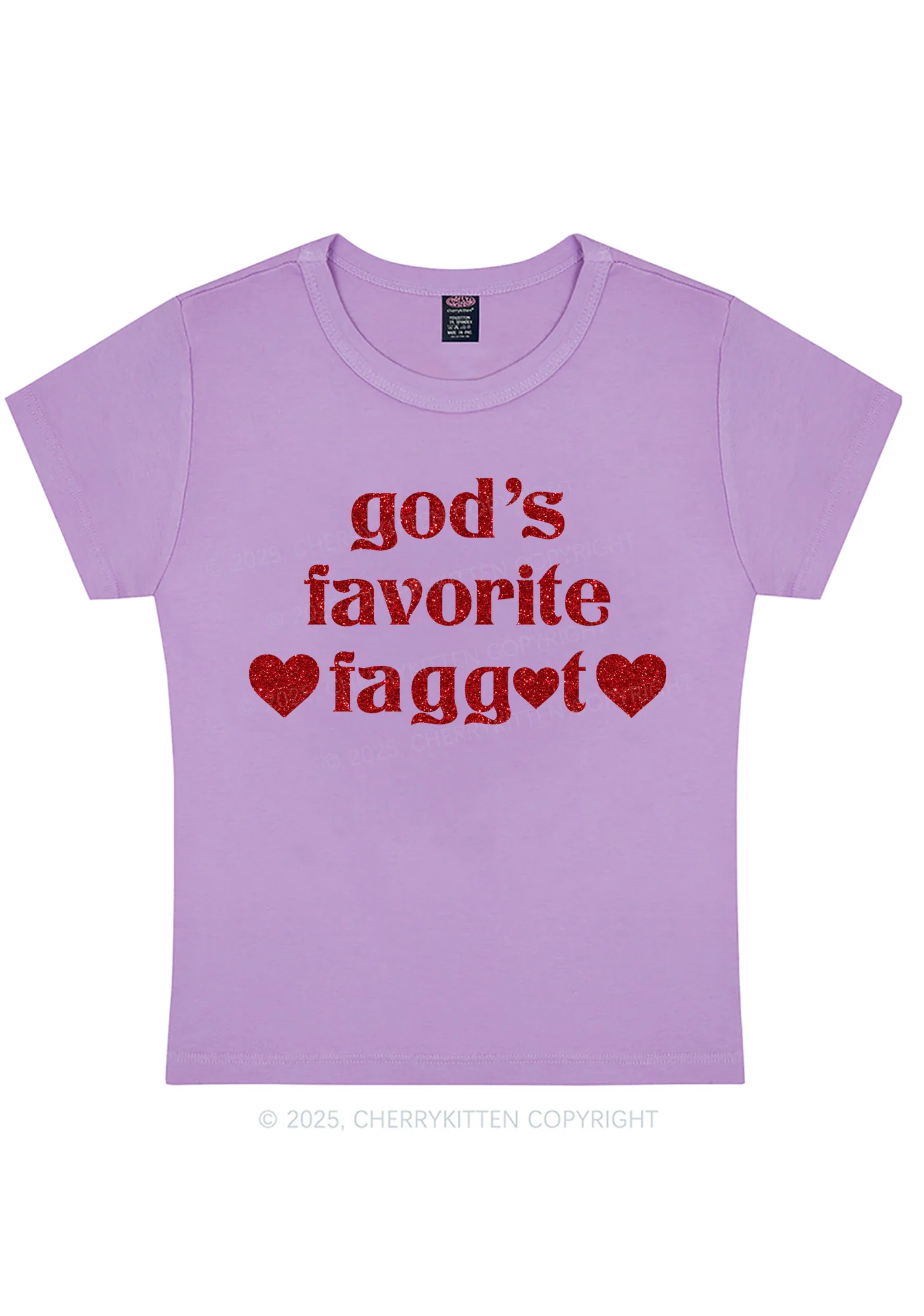 Curvy Glitter Gods Favorite Faggot Pride Y2K Baby Tee Cherrykitten - Image 6