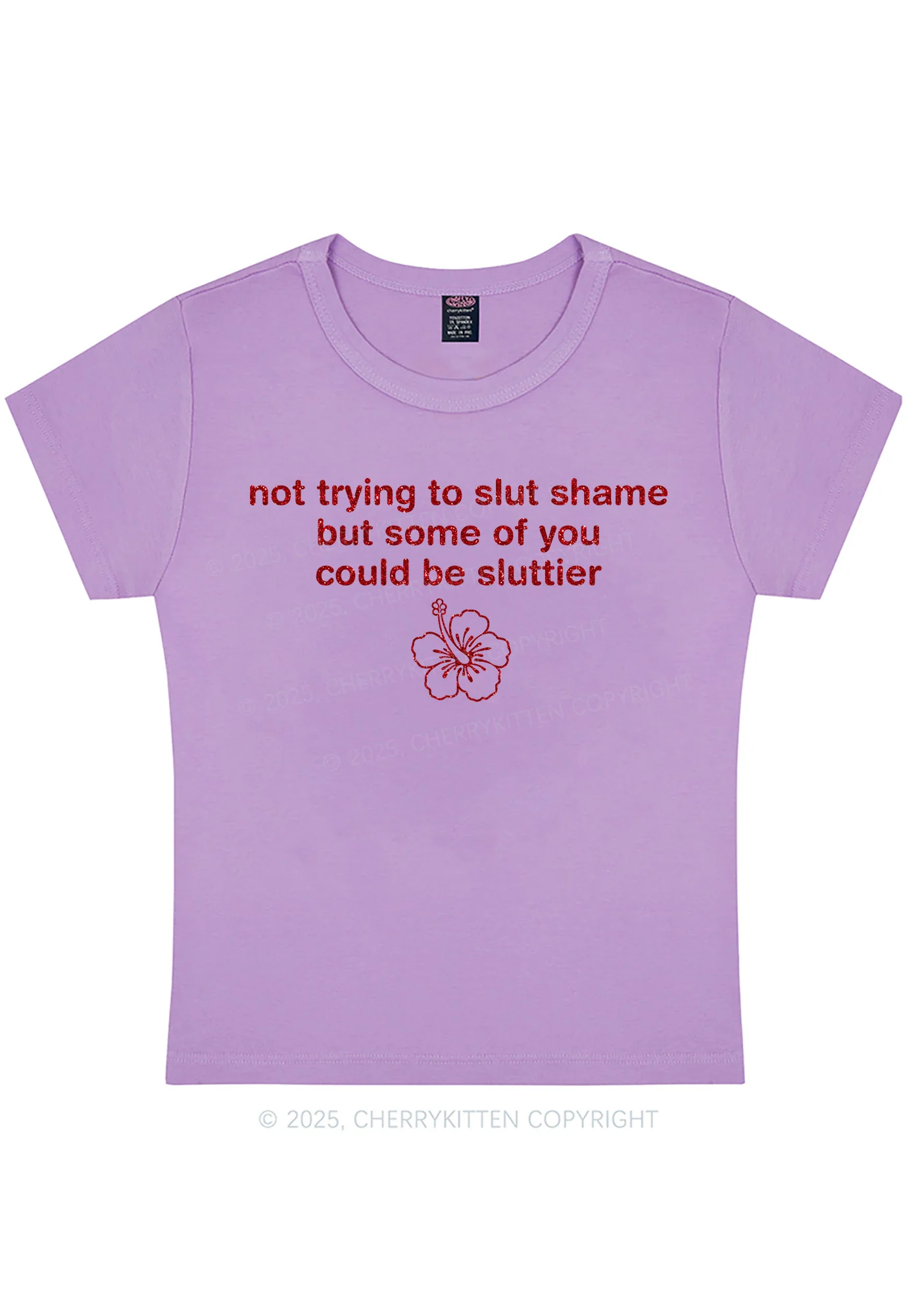 Glitter Not Trying To Slxt Shame Y2K Baby Tee Cherrykitten - Image 10