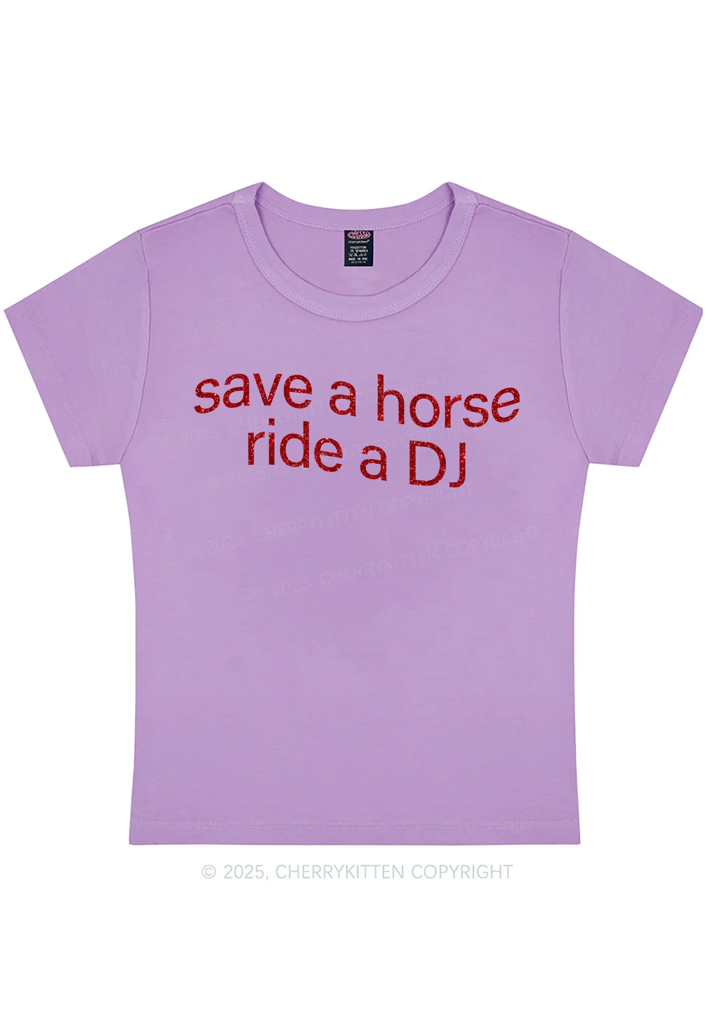 Glitter Ride A DJ Y2K Baby Tee Cherrykitten - Image 7