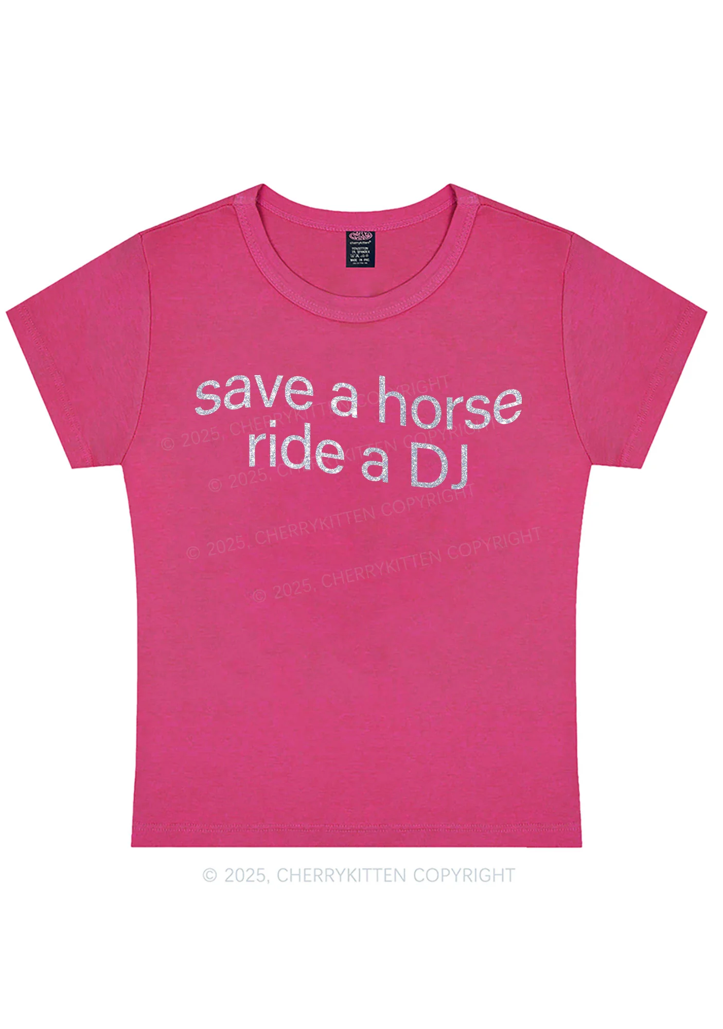 Glitter Ride A DJ Y2K Baby Tee Cherrykitten - Image 6