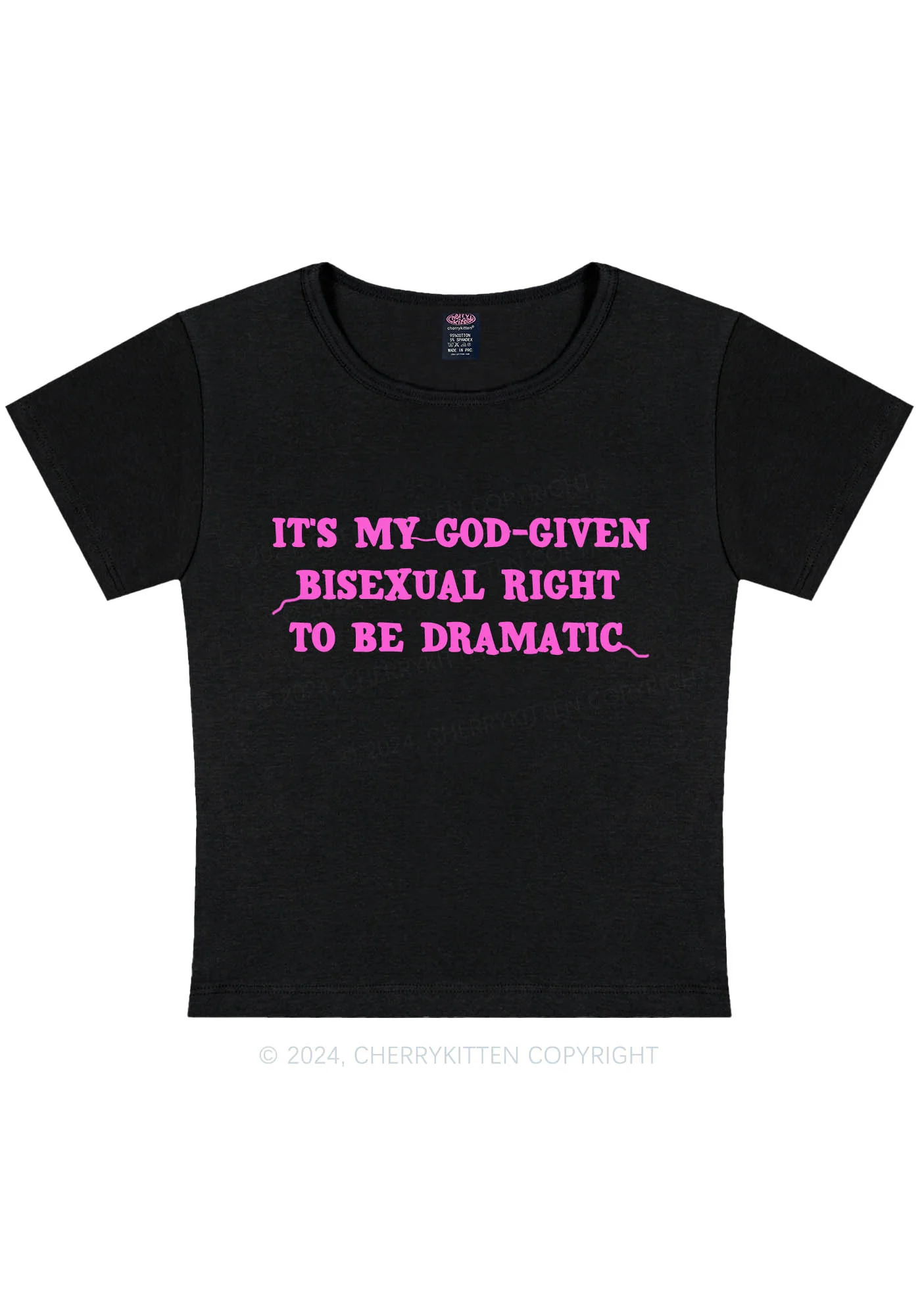 Curvy  God-Given Bisexual Right Y2K Baby Tee Cherrykitten - Image 3
