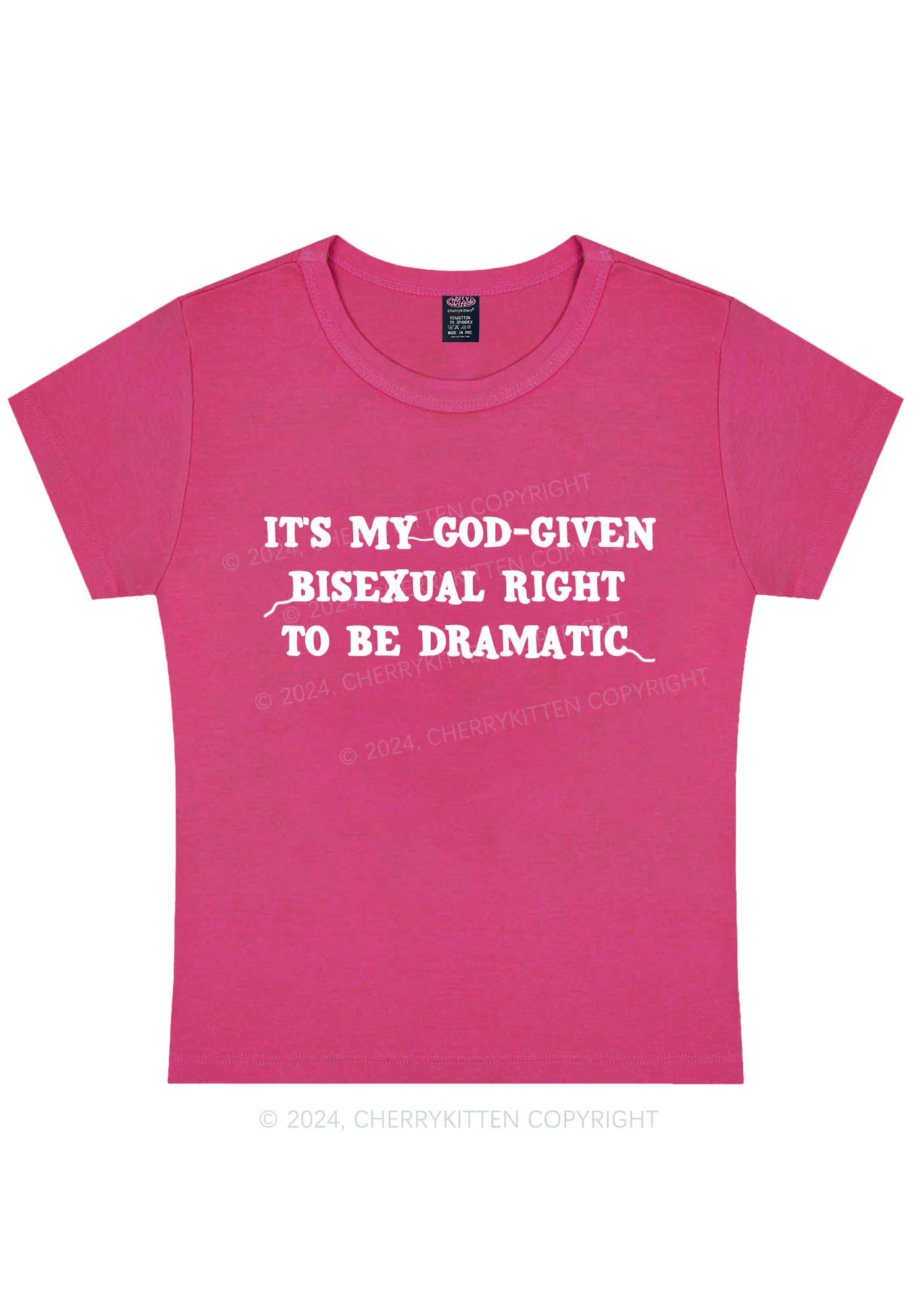 Curvy  God-Given Bisexual Right Y2K Baby Tee Cherrykitten - Image 5