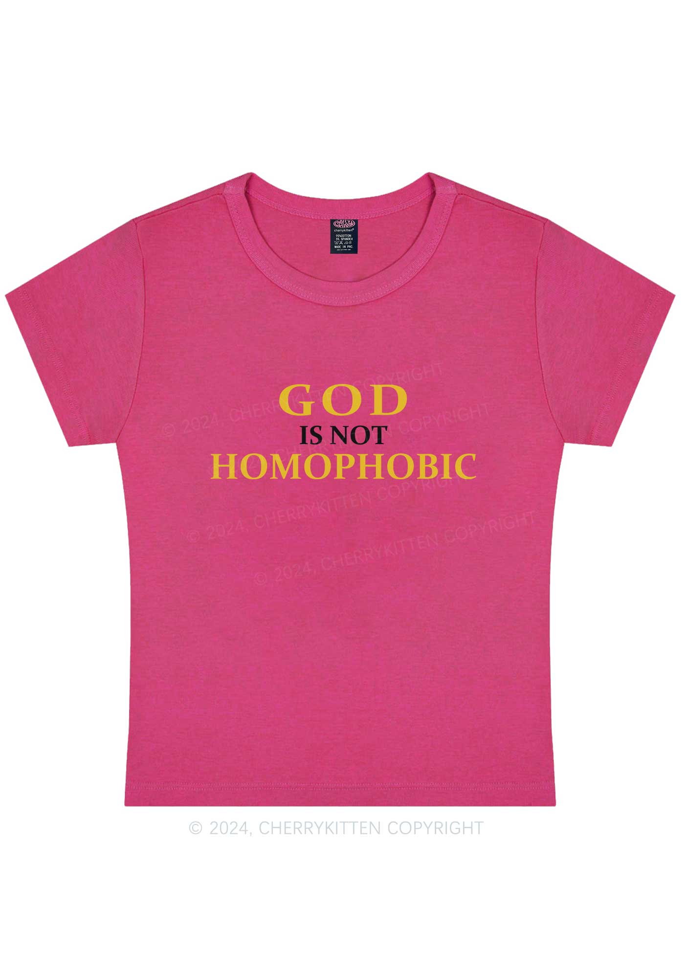 Curvy God Is Not Homophobic Y2K Baby Tee Cherrykitten - Image 5