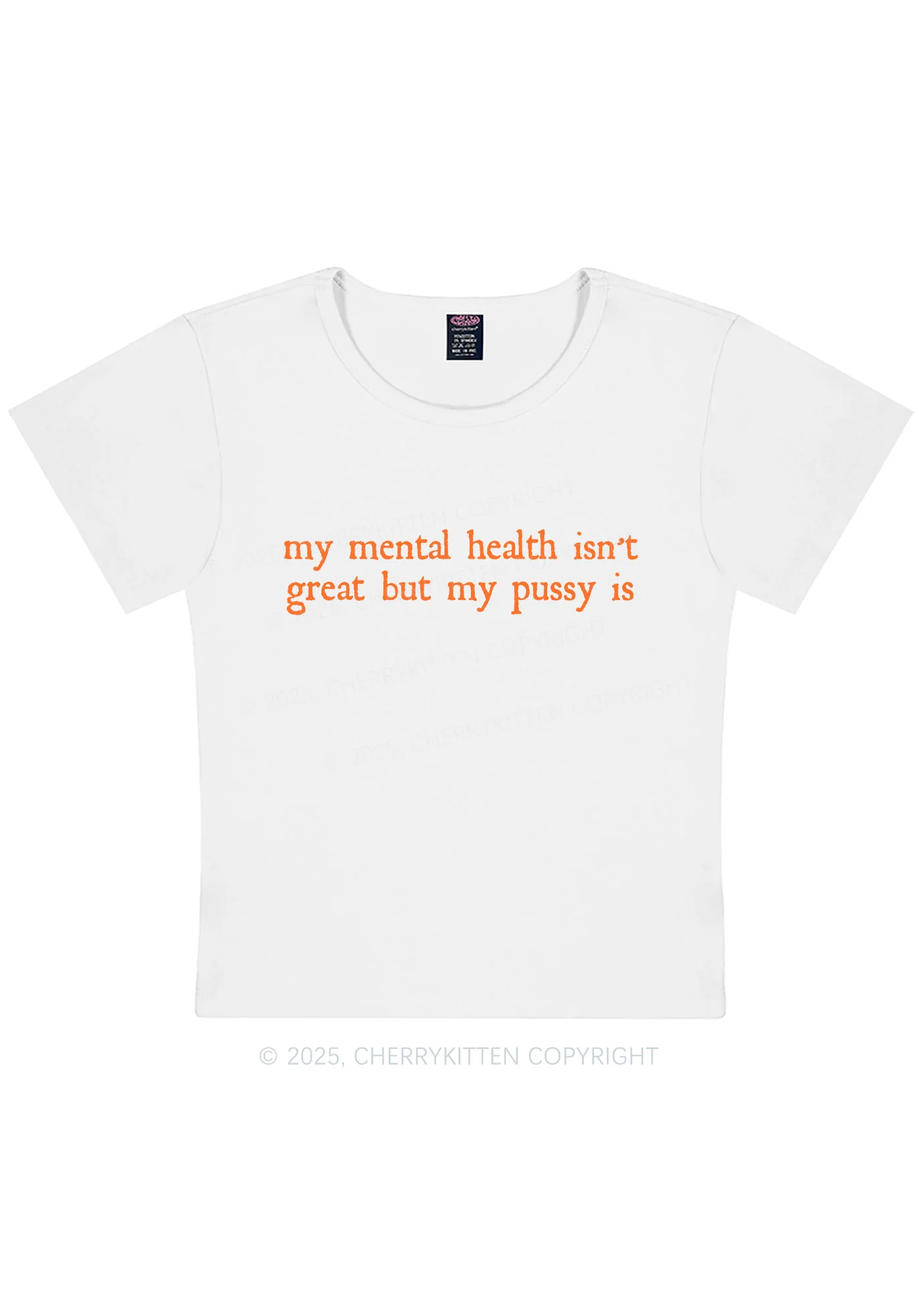 Curvy Great Mental Health Y2K Baby Tee Cherrykitten - Image 2
