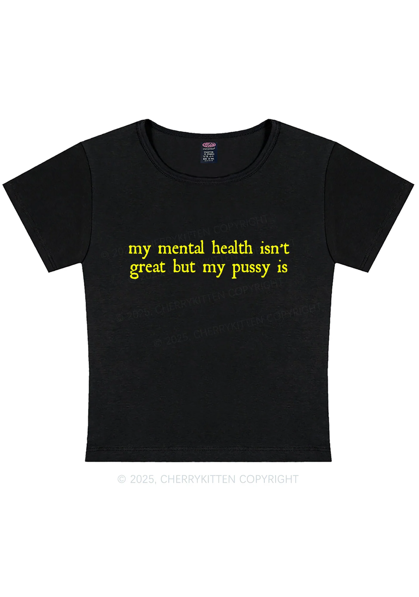 Curvy Great Mental Health Y2K Baby Tee Cherrykitten - Image 3