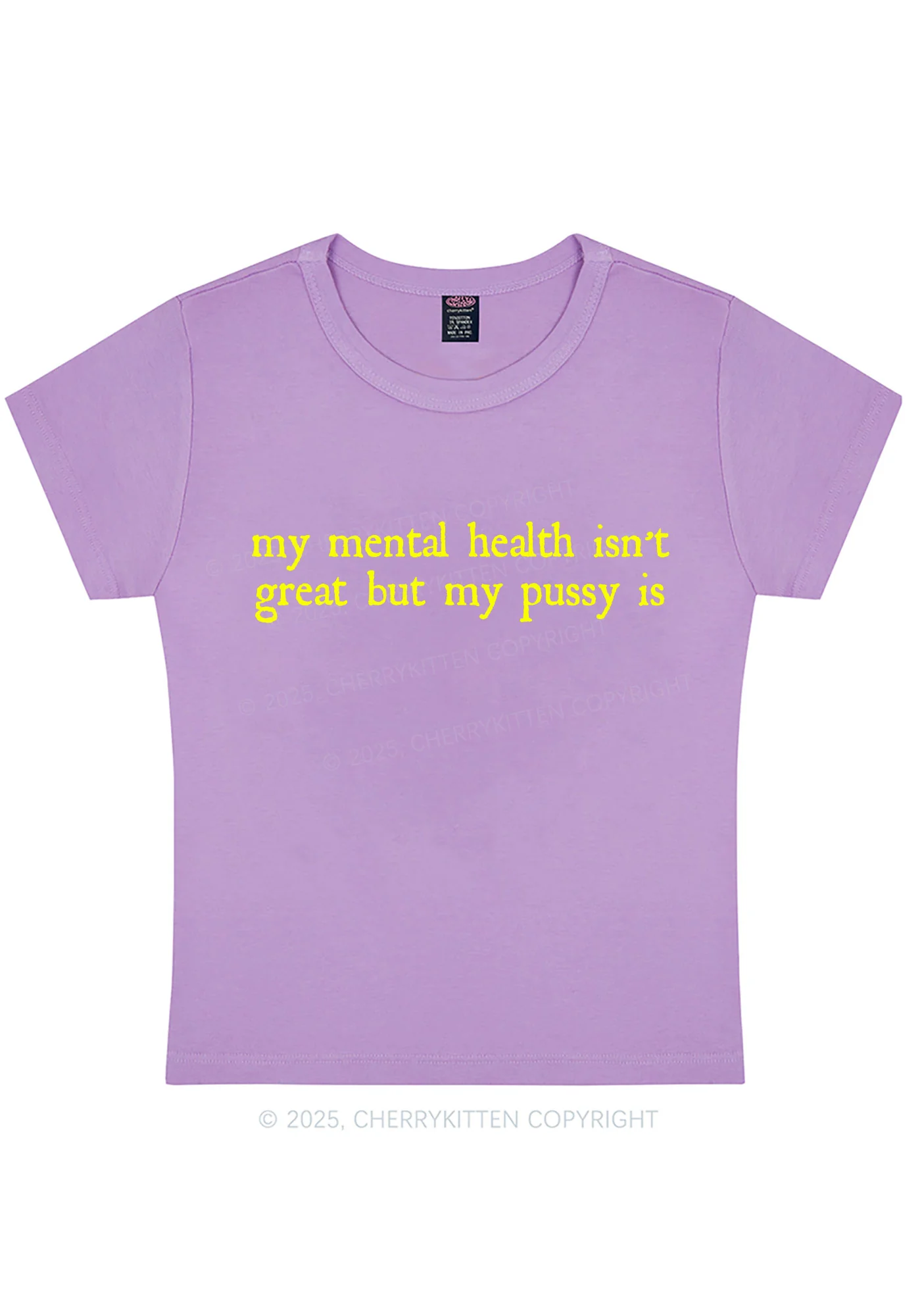 Curvy Great Mental Health Y2K Baby Tee Cherrykitten - Image 5