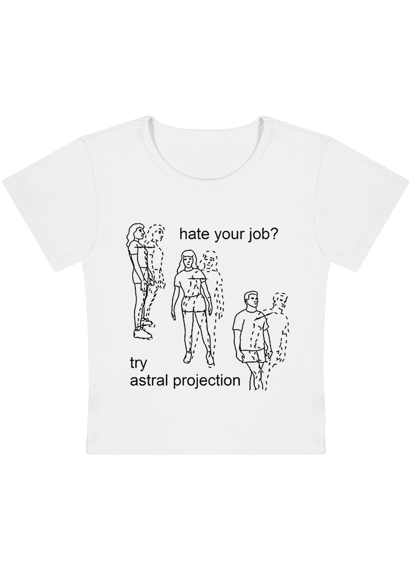 Curvy Hate Your Job Try Astral Projection Baby Tee - Image 3