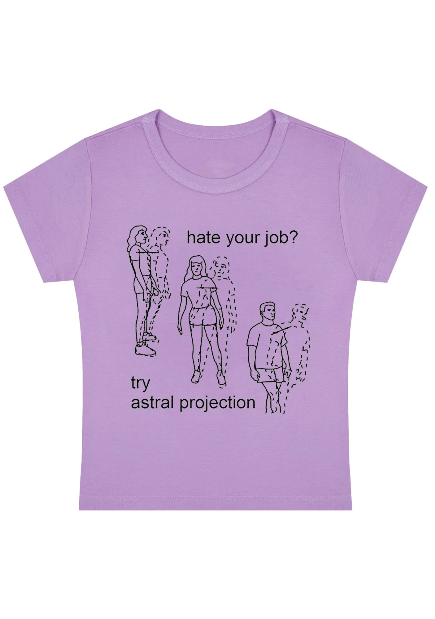 Curvy Hate Your Job Try Astral Projection Baby Tee - Image 4