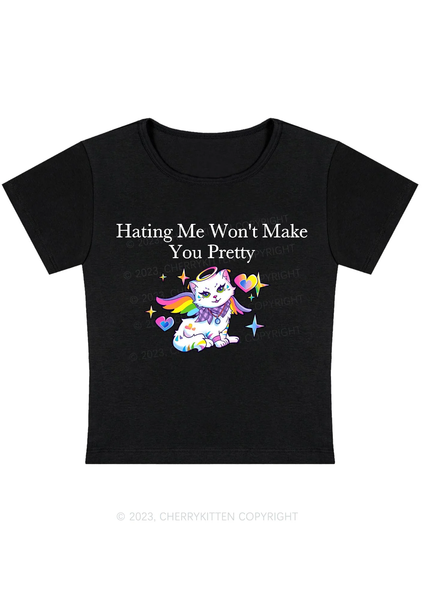Curvy Hating Me Won't Make You Pretty Baby Tee Cherrykitten - Image 3