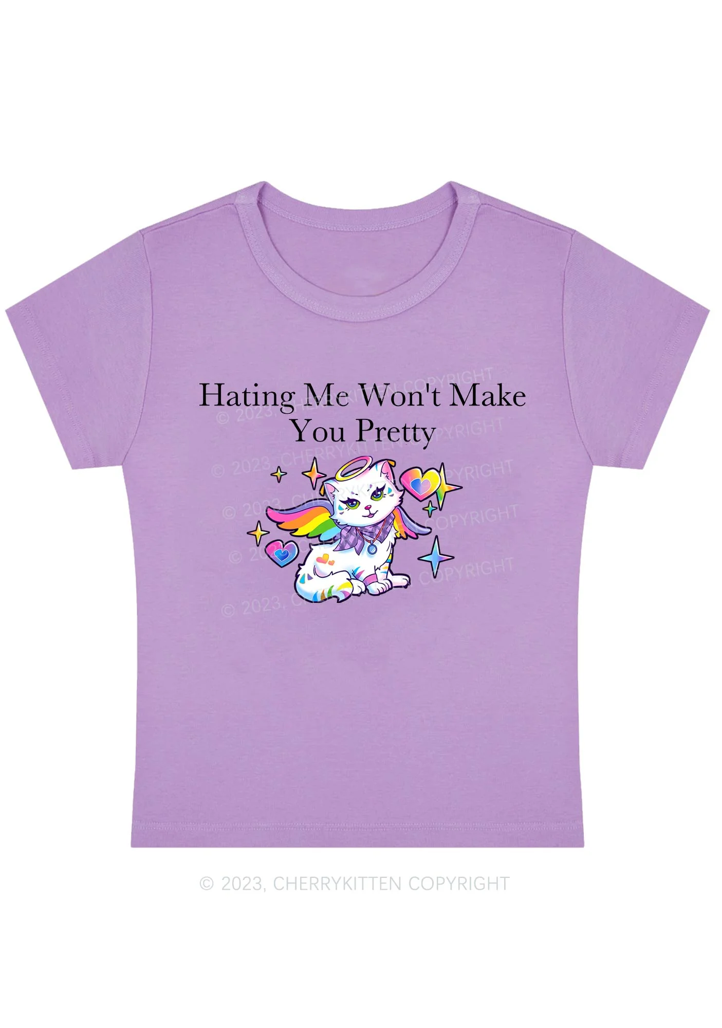 Curvy Hating Me Won't Make You Pretty Baby Tee Cherrykitten - Image 4
