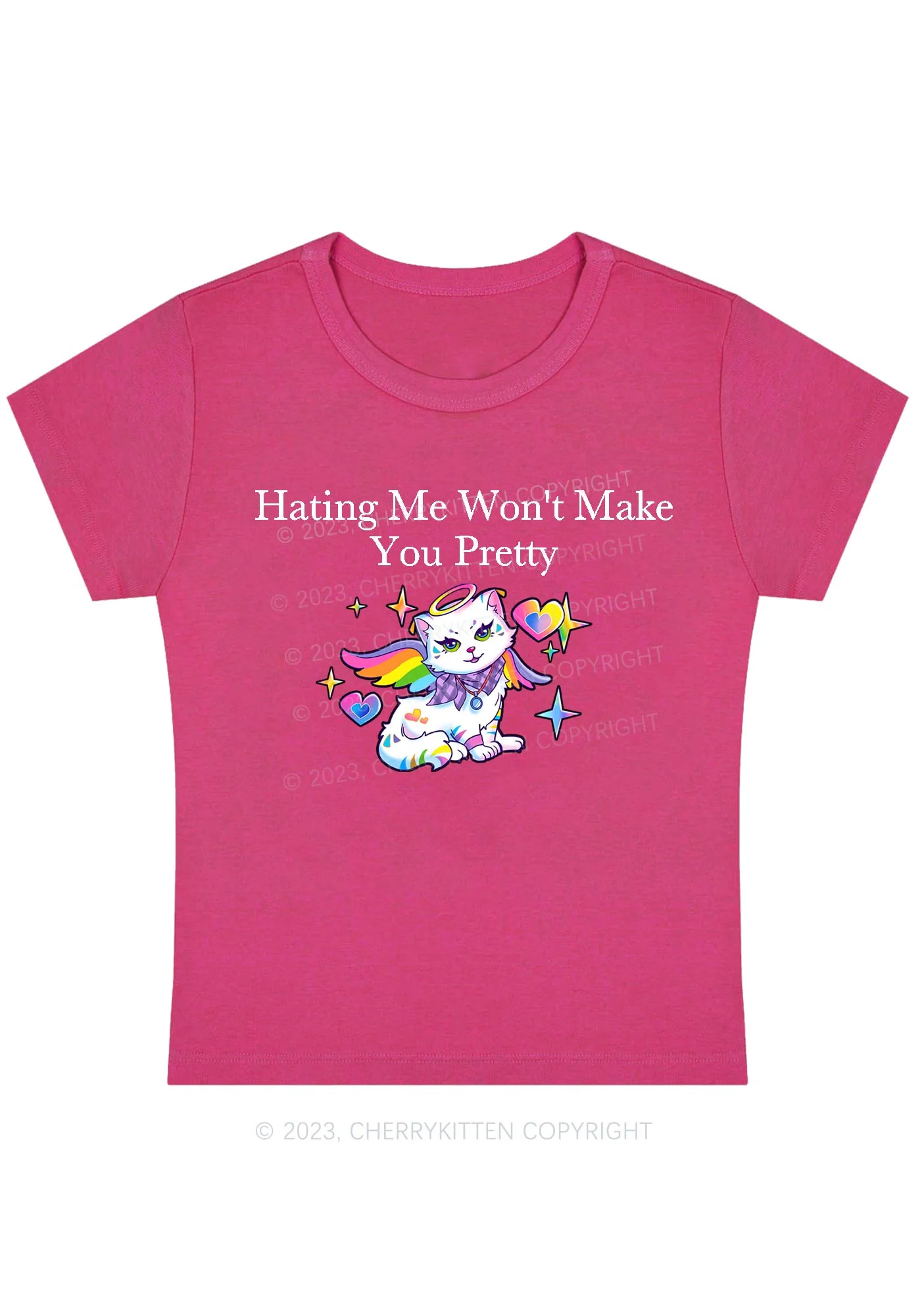 Curvy Hating Me Won't Make You Pretty Baby Tee Cherrykitten - Image 5