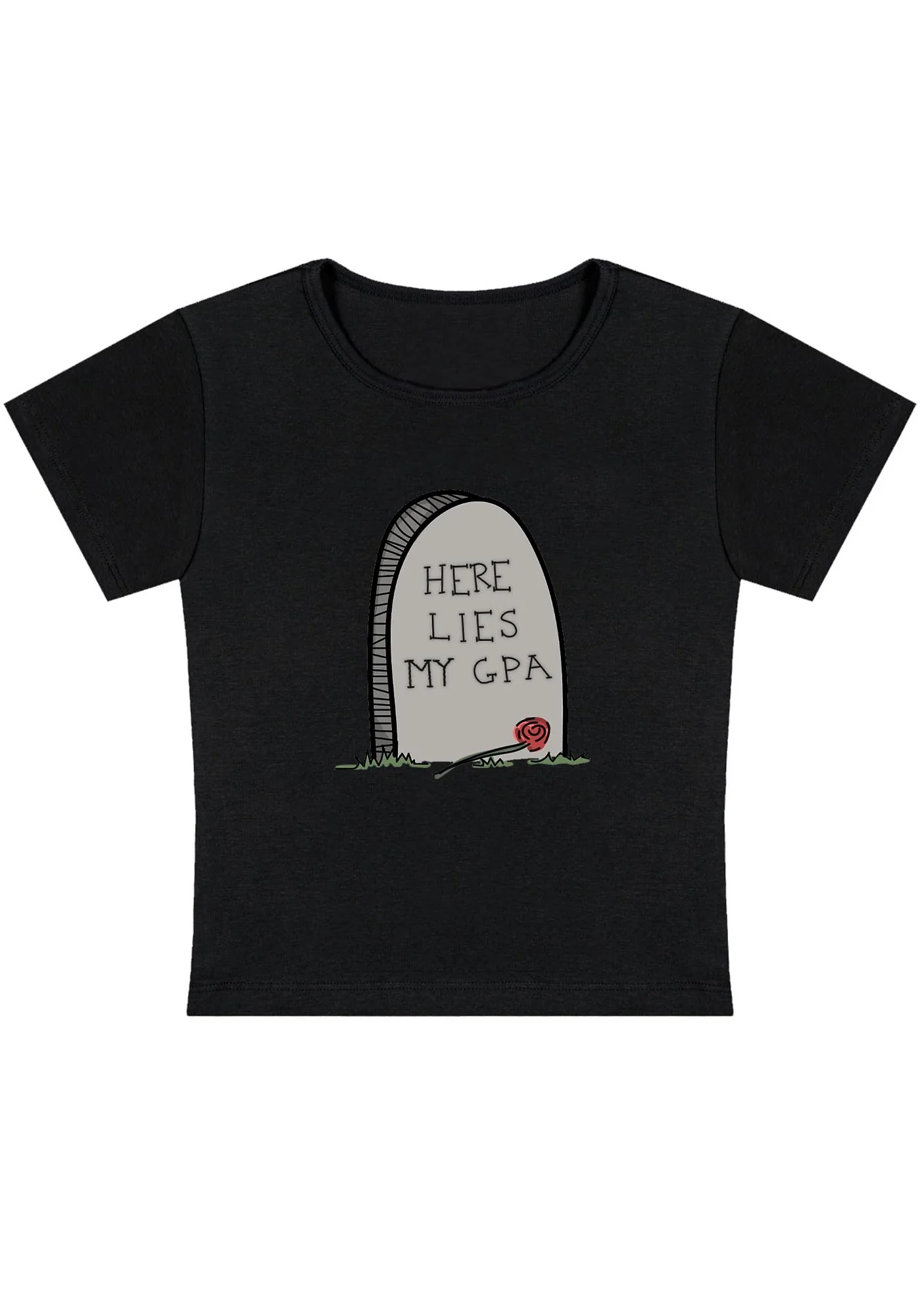 Curvy Here Lies My GPA Baby Tee - Image 2