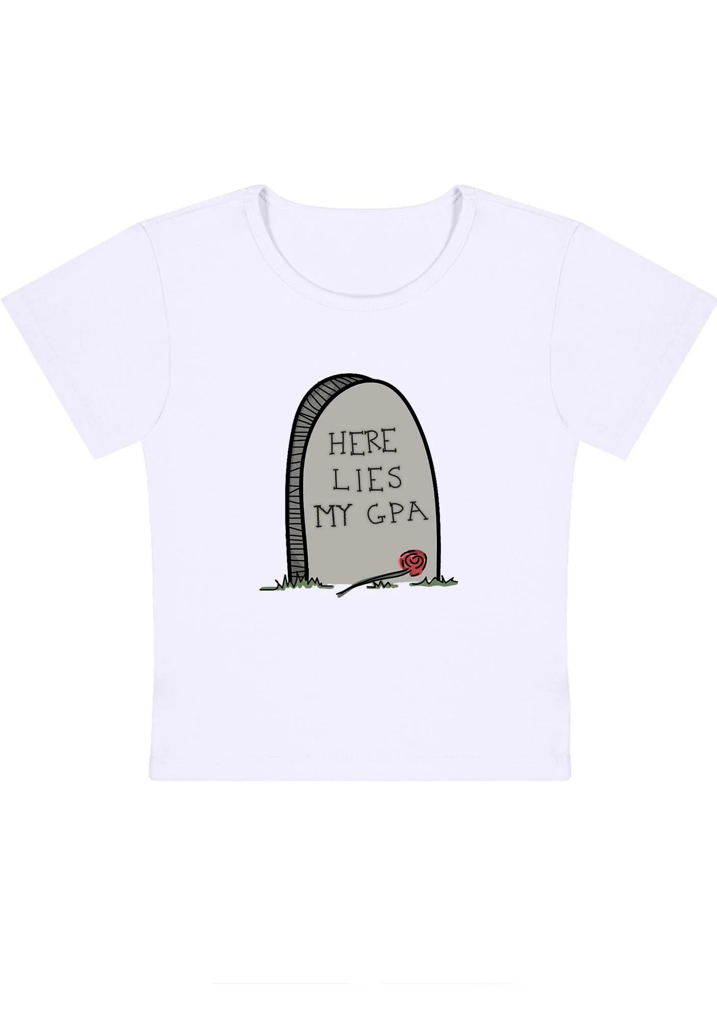 Curvy Here Lies My GPA Baby Tee - Image 3
