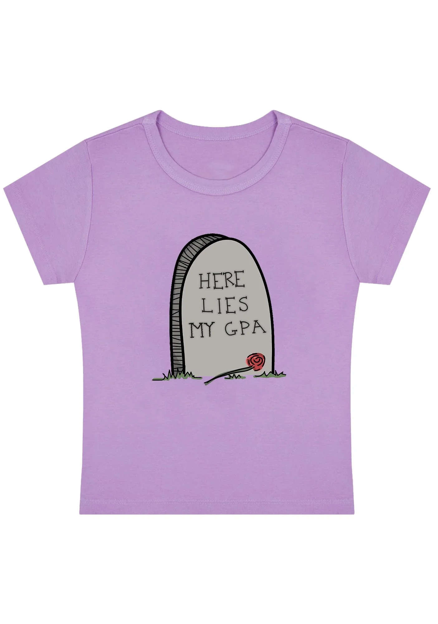 Curvy Here Lies My GPA Baby Tee - Image 4