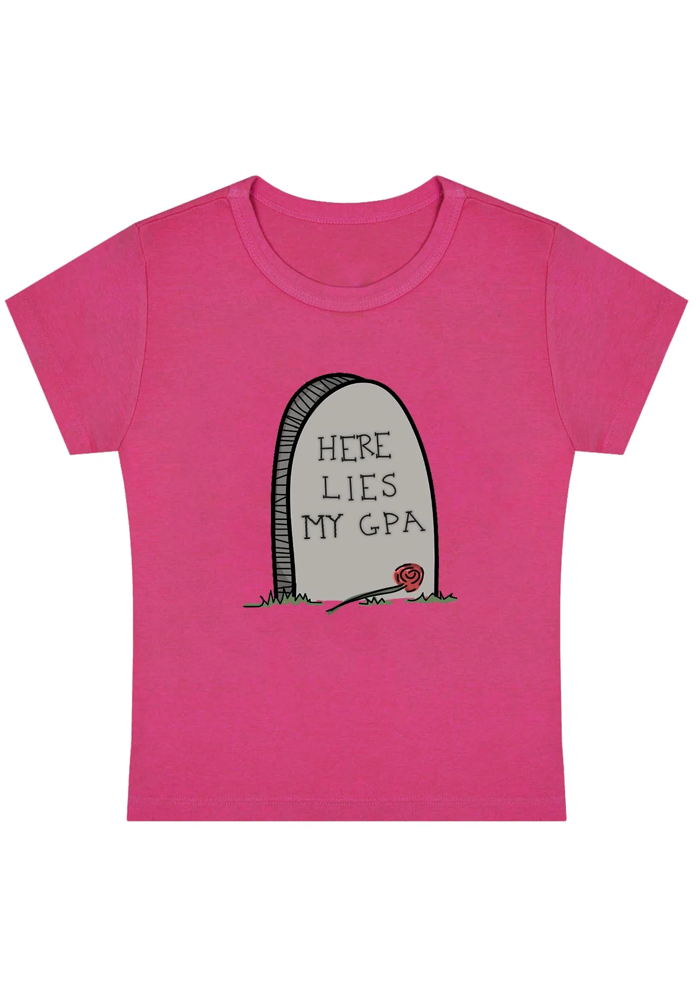 Curvy Here Lies My GPA Baby Tee - Image 5