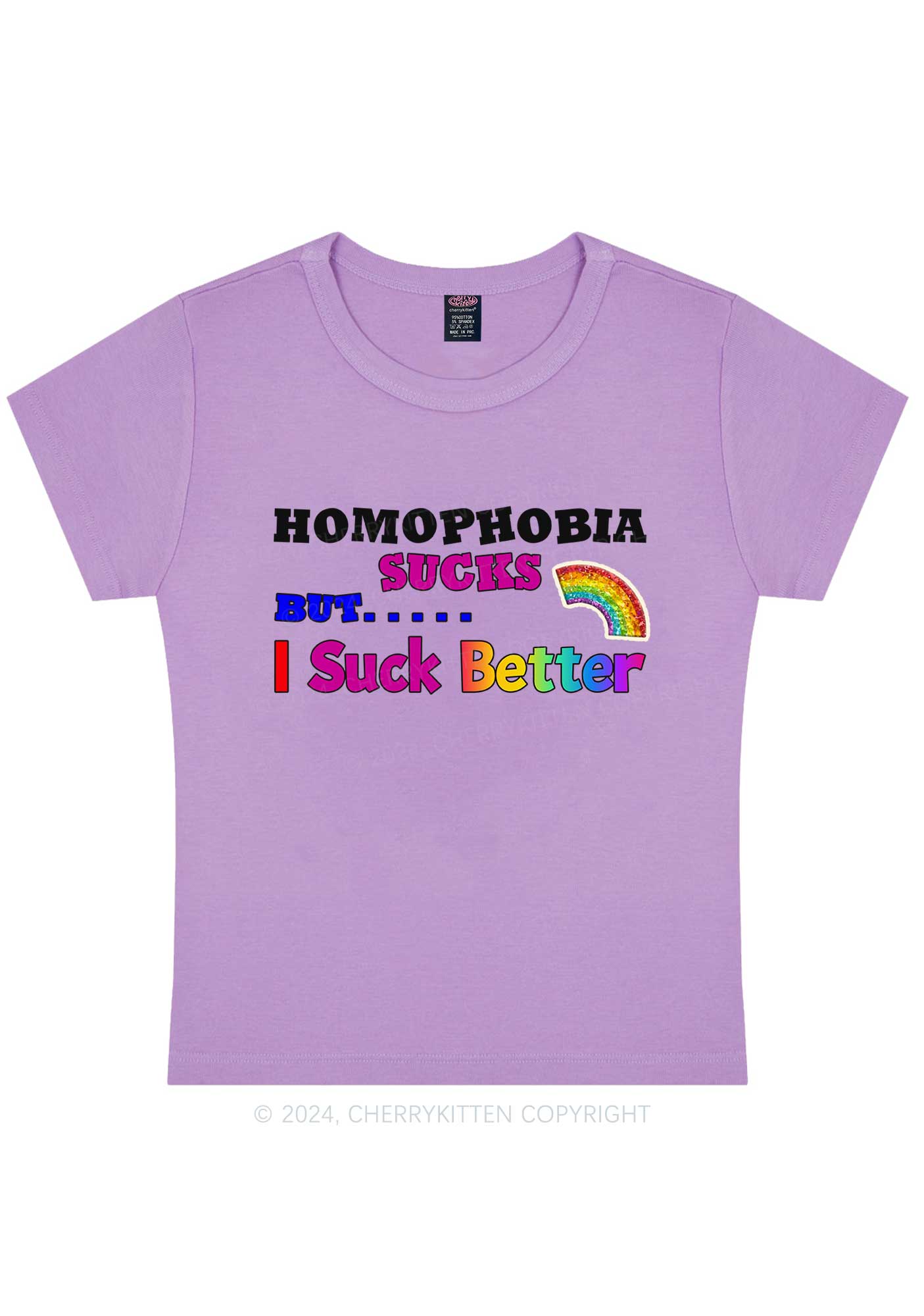 Curvy Homophobia Sucks Y2K Baby Tee Cherrykitten - Image 2