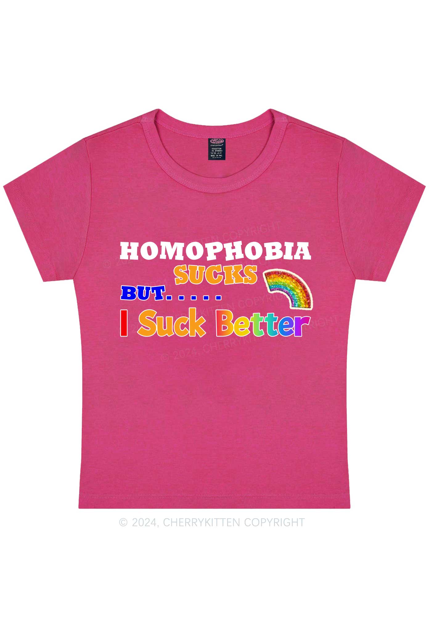 Curvy Homophobia Sucks Y2K Baby Tee Cherrykitten - Image 5