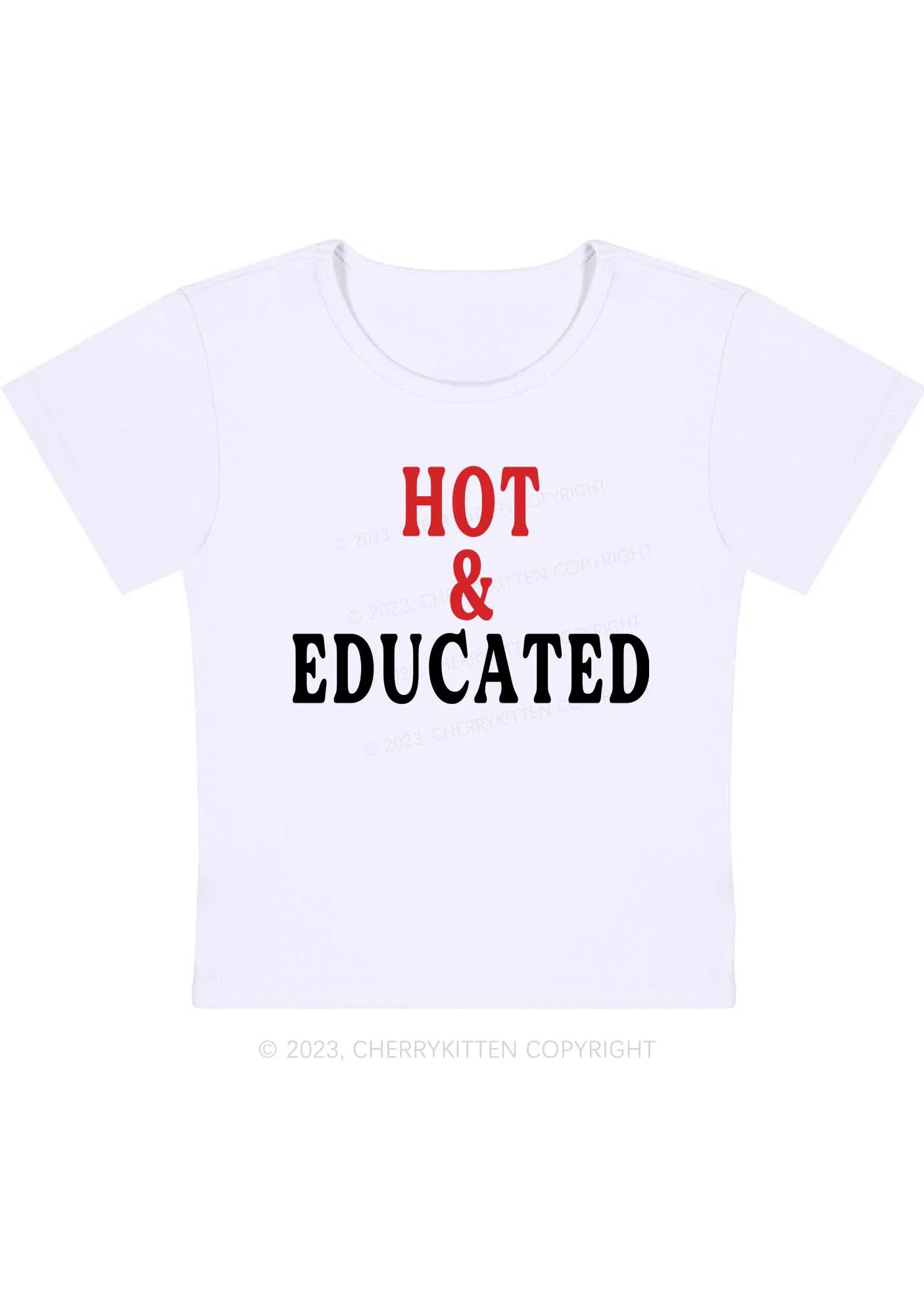 Curvy Hot And Educated Baby Tee Cherrykitten - Image 3