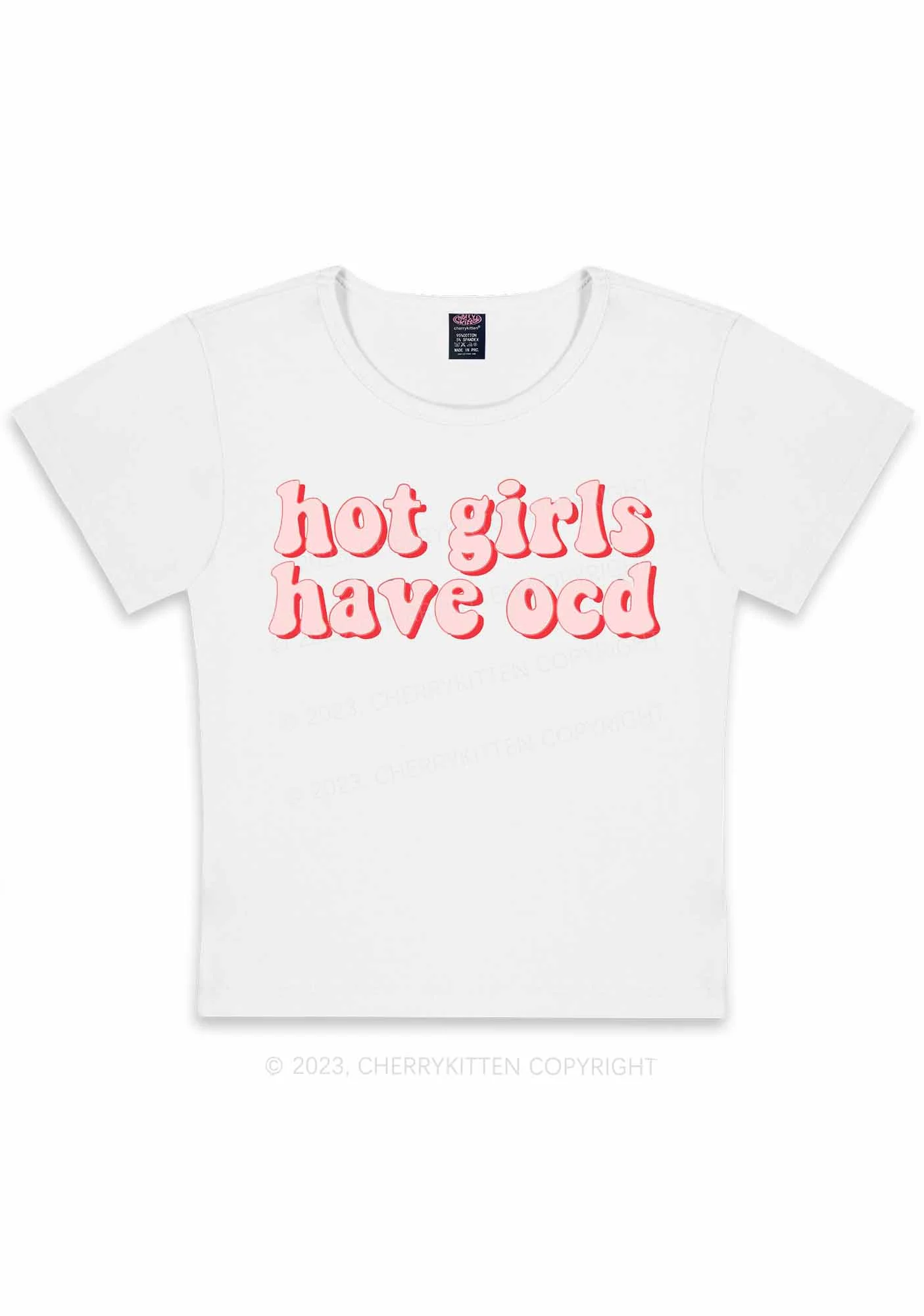 Curvy Hot Girls Have OCD Y2K Baby Tee Cherrykitten - Image 2