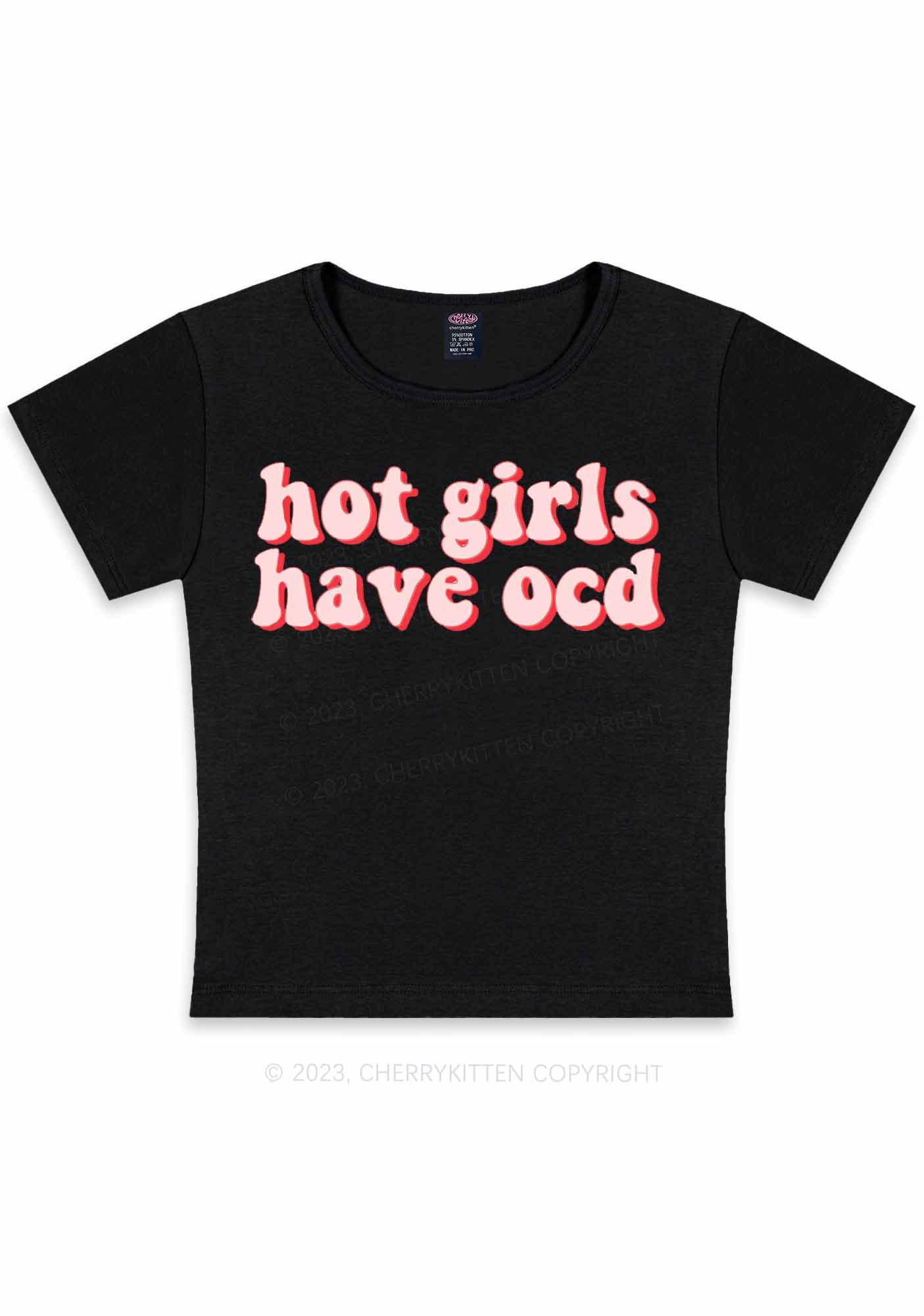 Curvy Hot Girls Have OCD Y2K Baby Tee Cherrykitten - Image 3