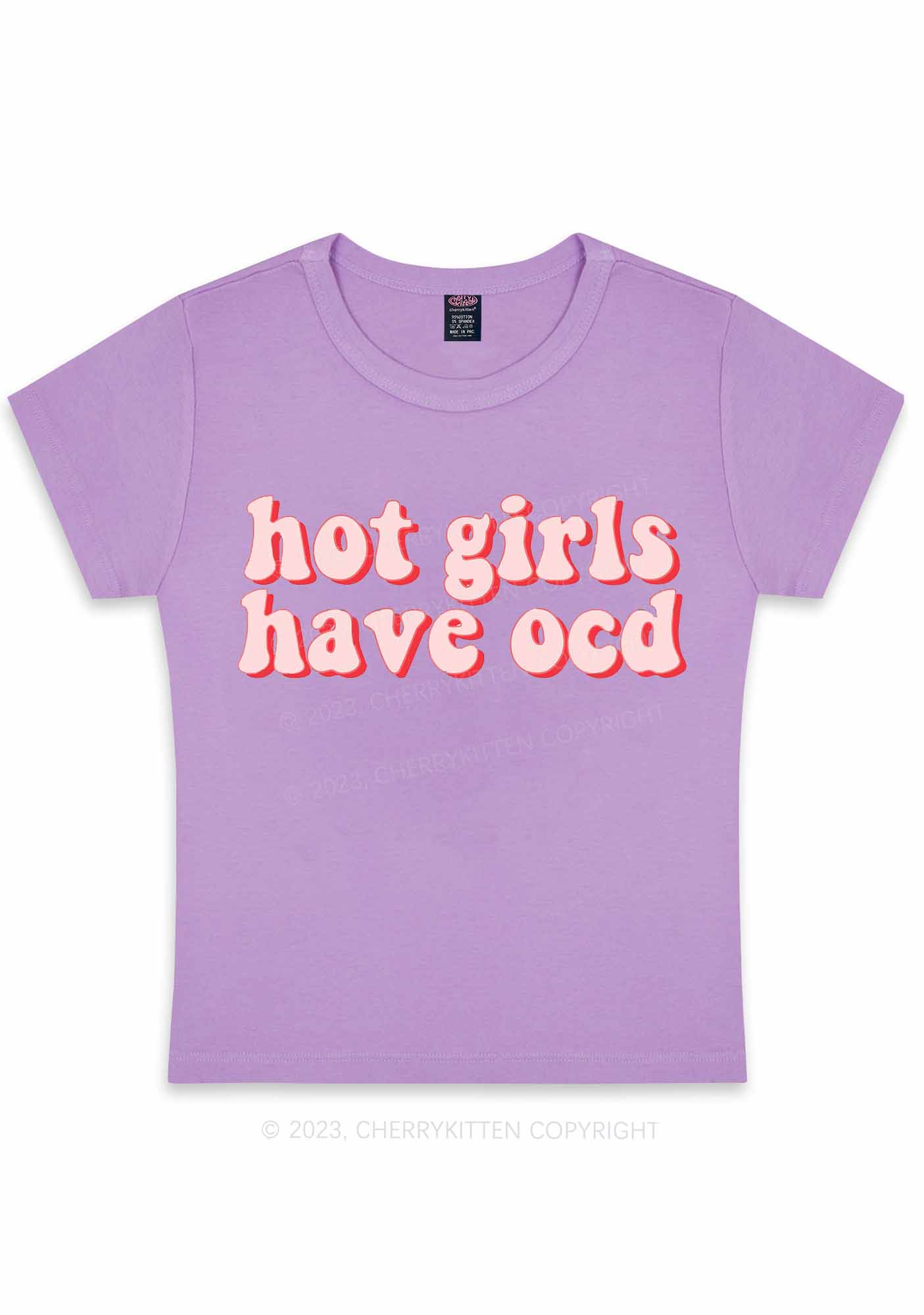 Curvy Hot Girls Have OCD Y2K Baby Tee Cherrykitten - Image 4