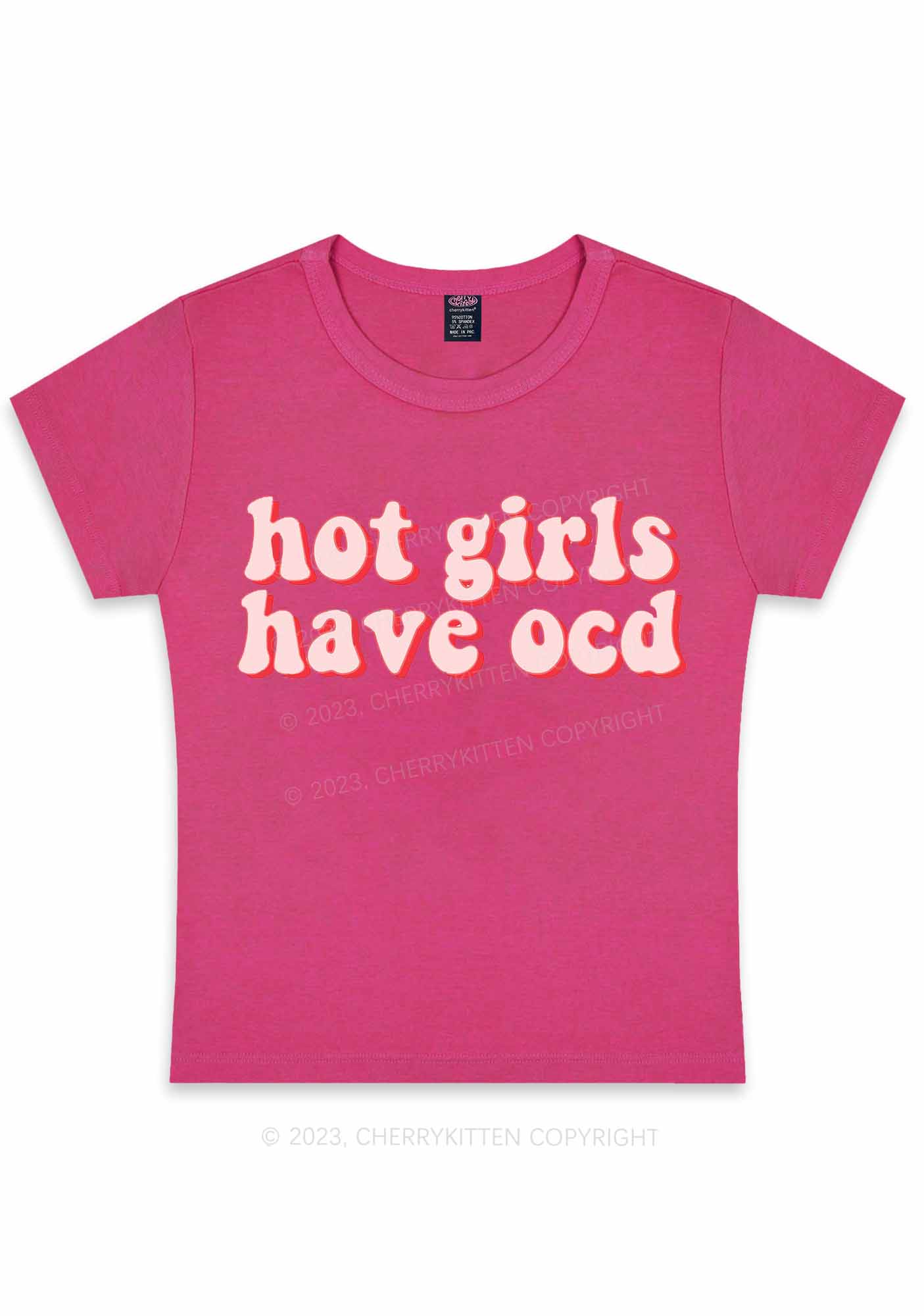 Curvy Hot Girls Have OCD Y2K Baby Tee Cherrykitten - Image 5