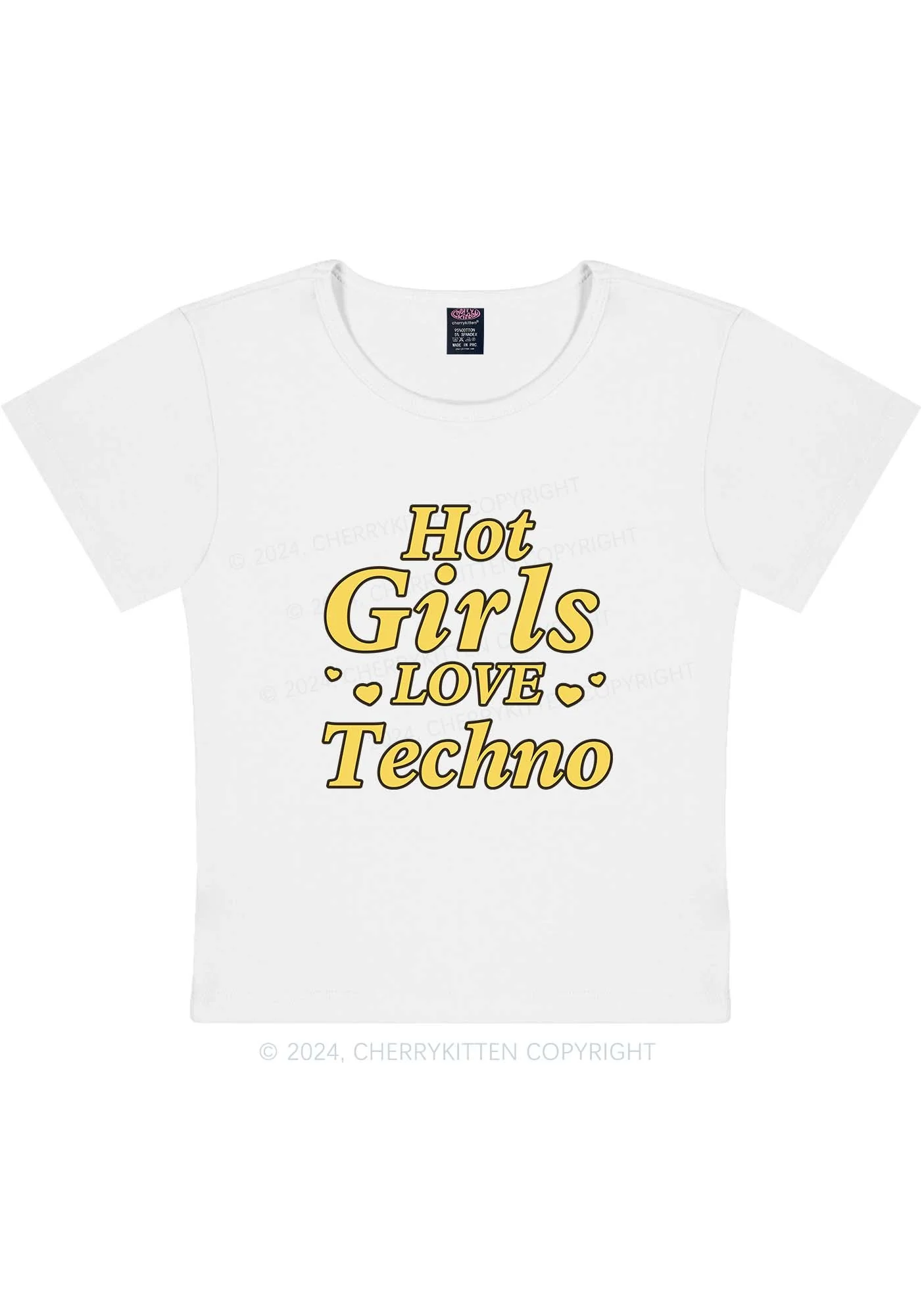 Curvy Hot Girls Love Techno Y2K Baby Tee Cherrykitten - Image 3