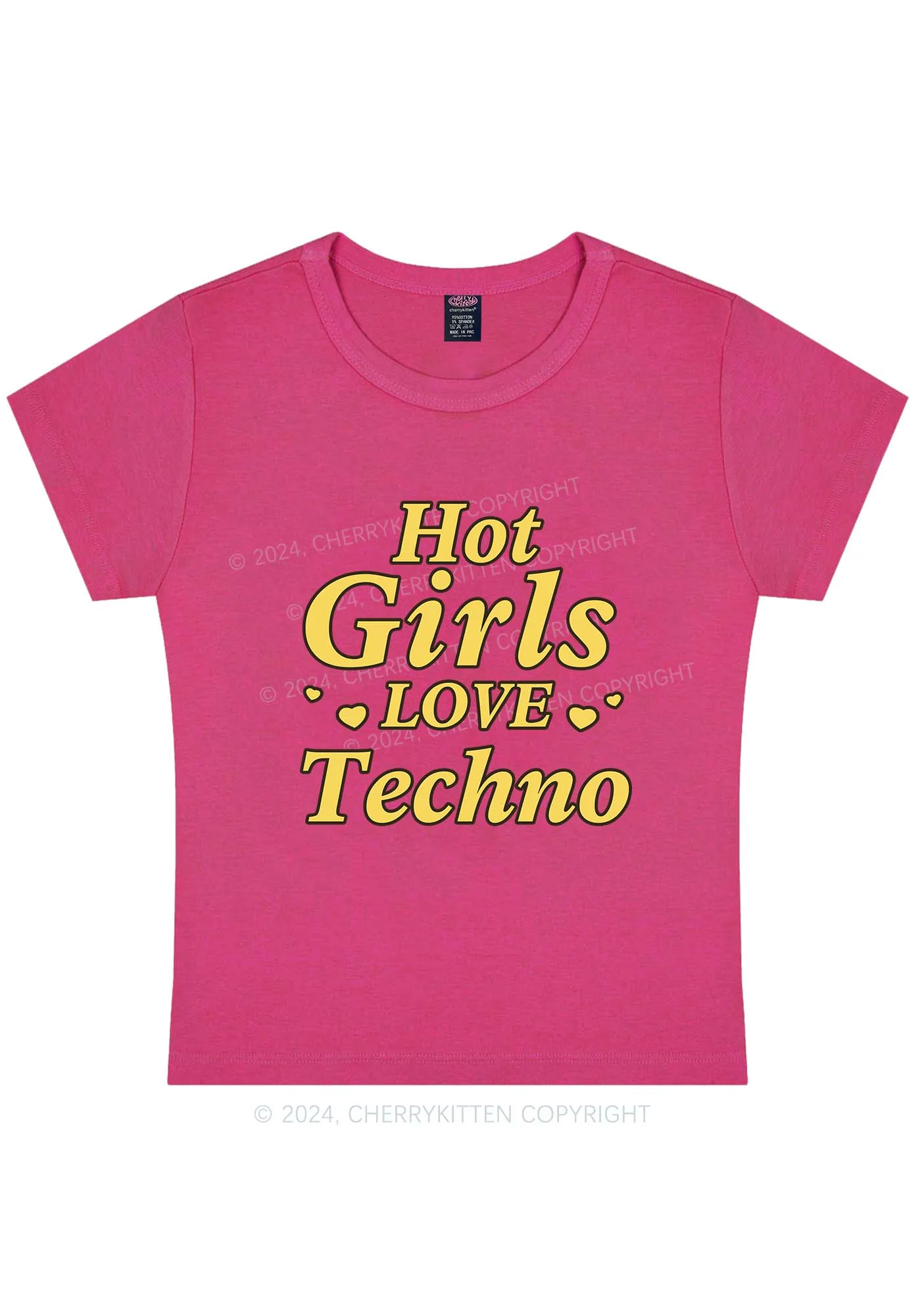 Curvy Hot Girls Love Techno Y2K Baby Tee Cherrykitten - Image 4