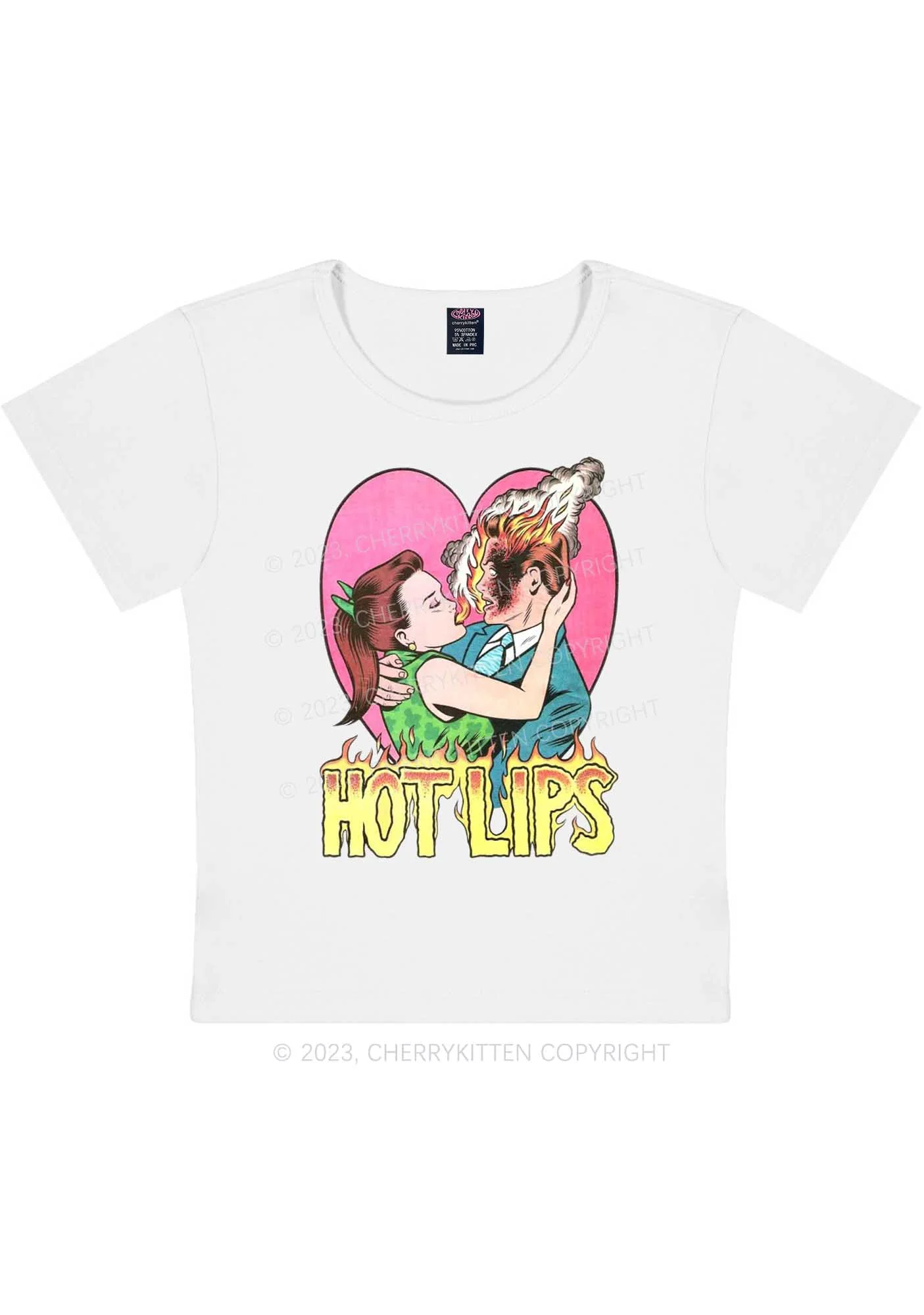 Curvy Hot Lips Y2K Baby Tee Cherrykitten - Image 2