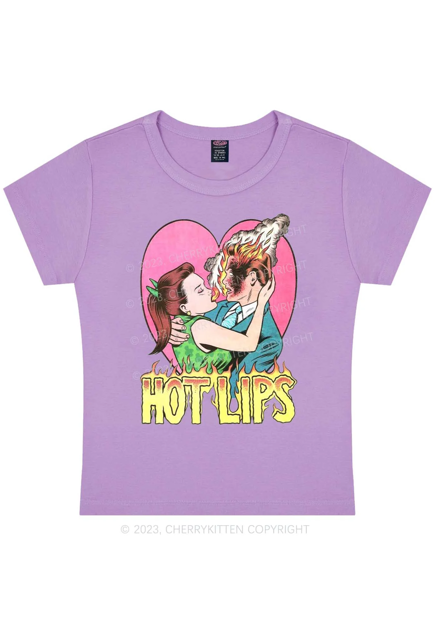 Curvy Hot Lips Y2K Baby Tee Cherrykitten - Image 4