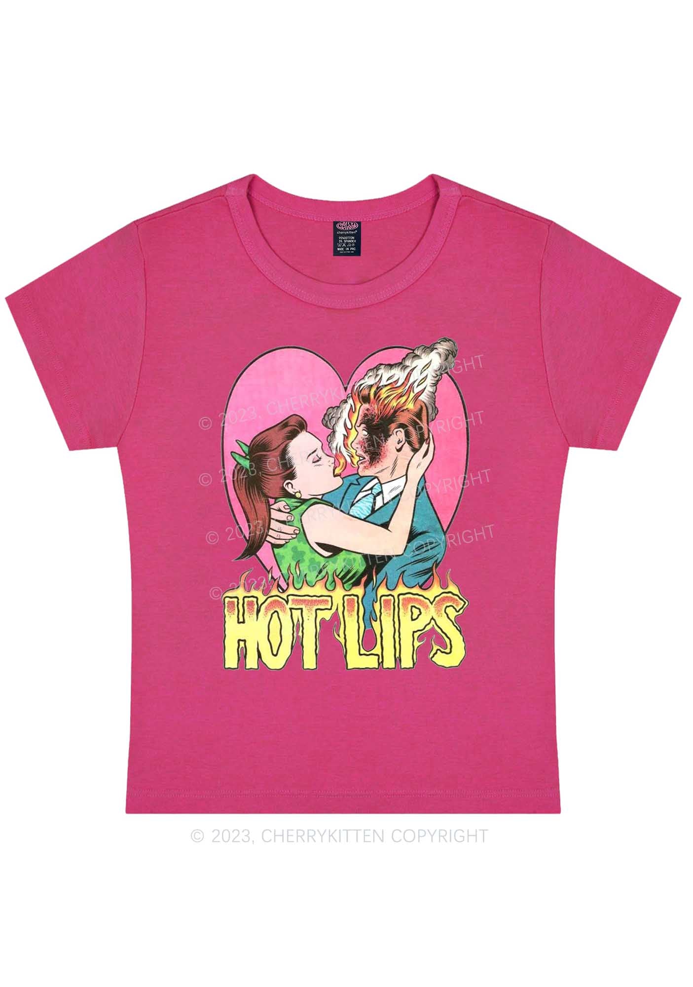 Curvy Hot Lips Y2K Baby Tee Cherrykitten - Image 5