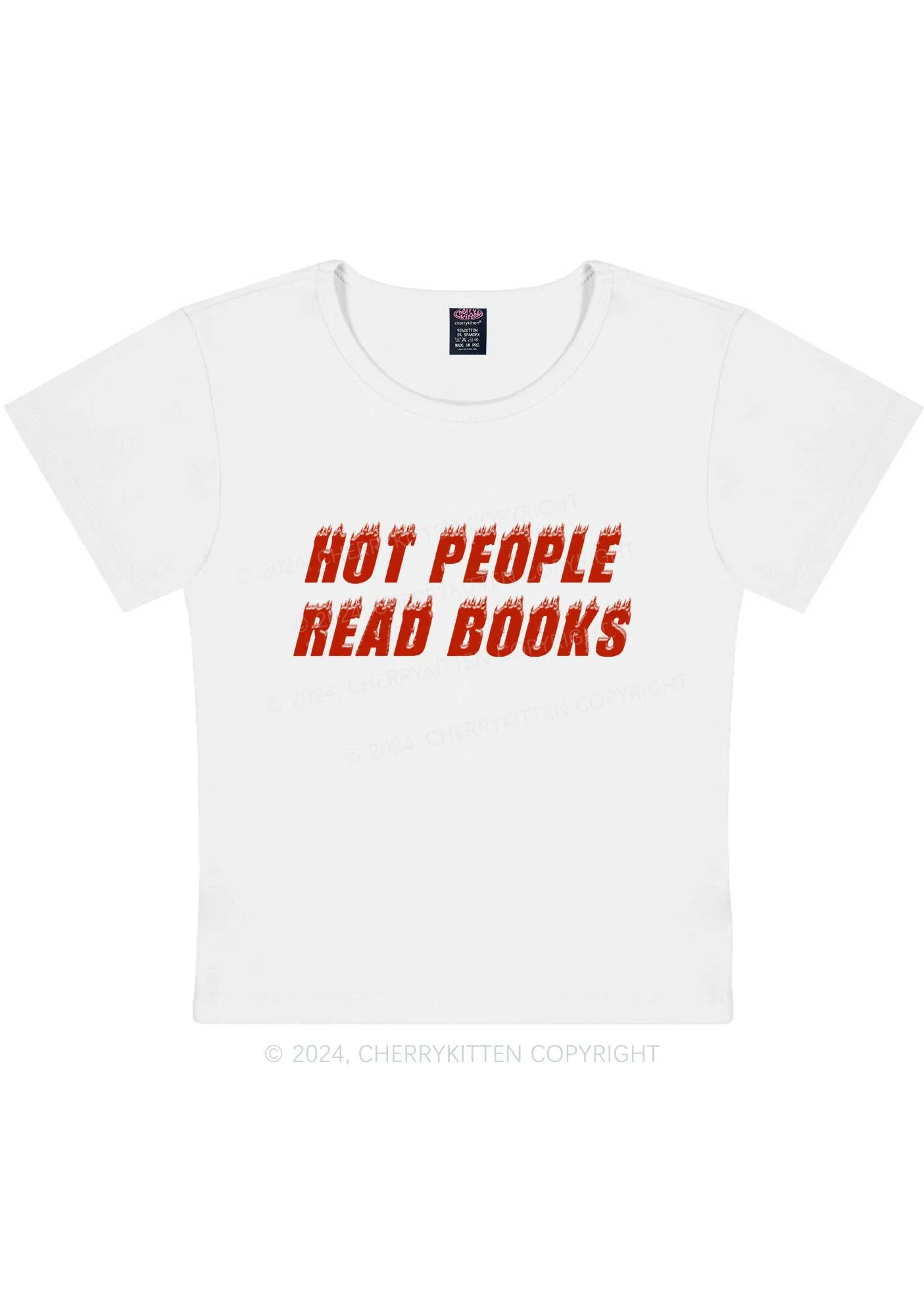 Curvy Hot People Read Books Y2K Baby Tee Cherrykitten - Image 2