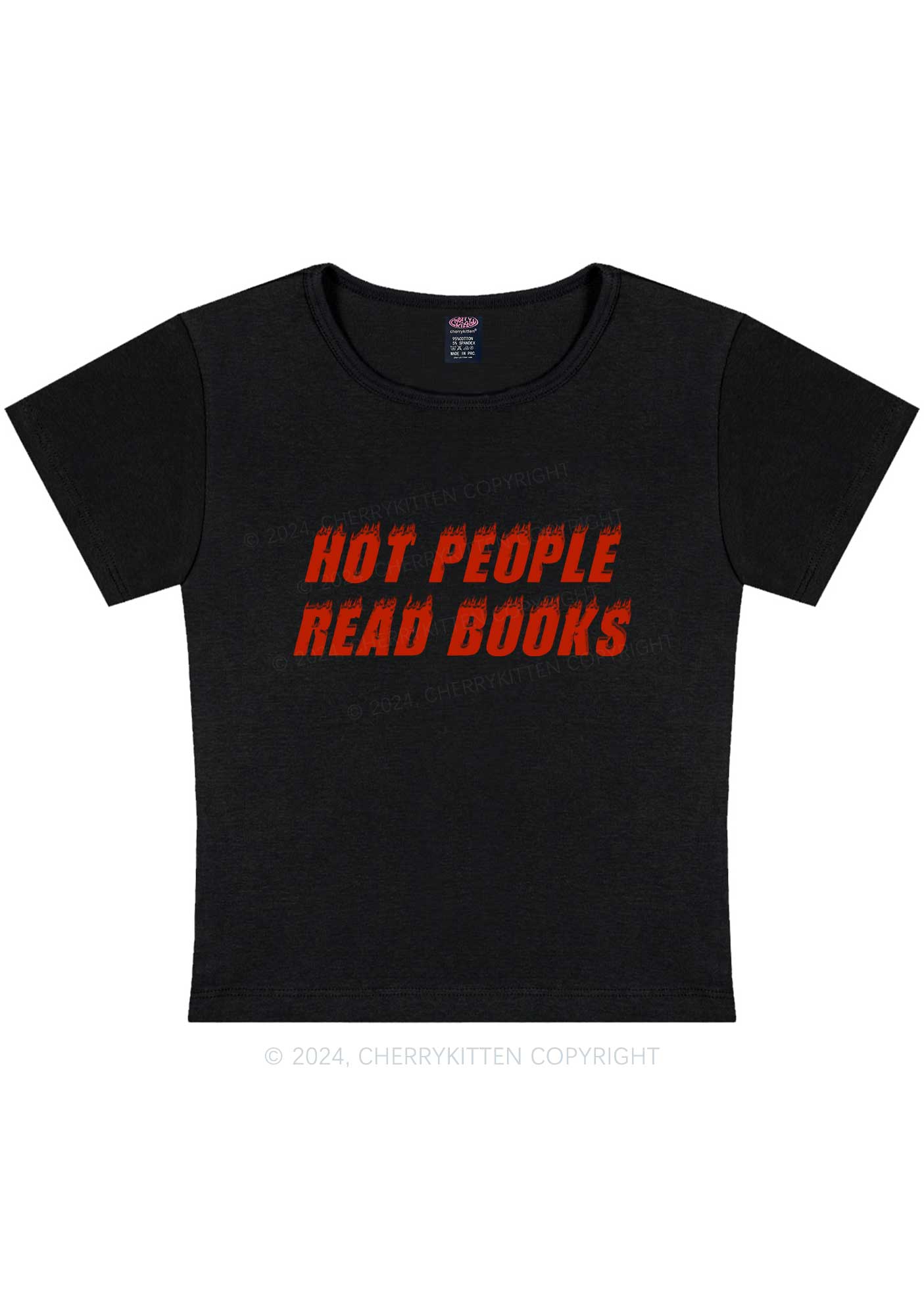 Curvy Hot People Read Books Y2K Baby Tee Cherrykitten - Image 3